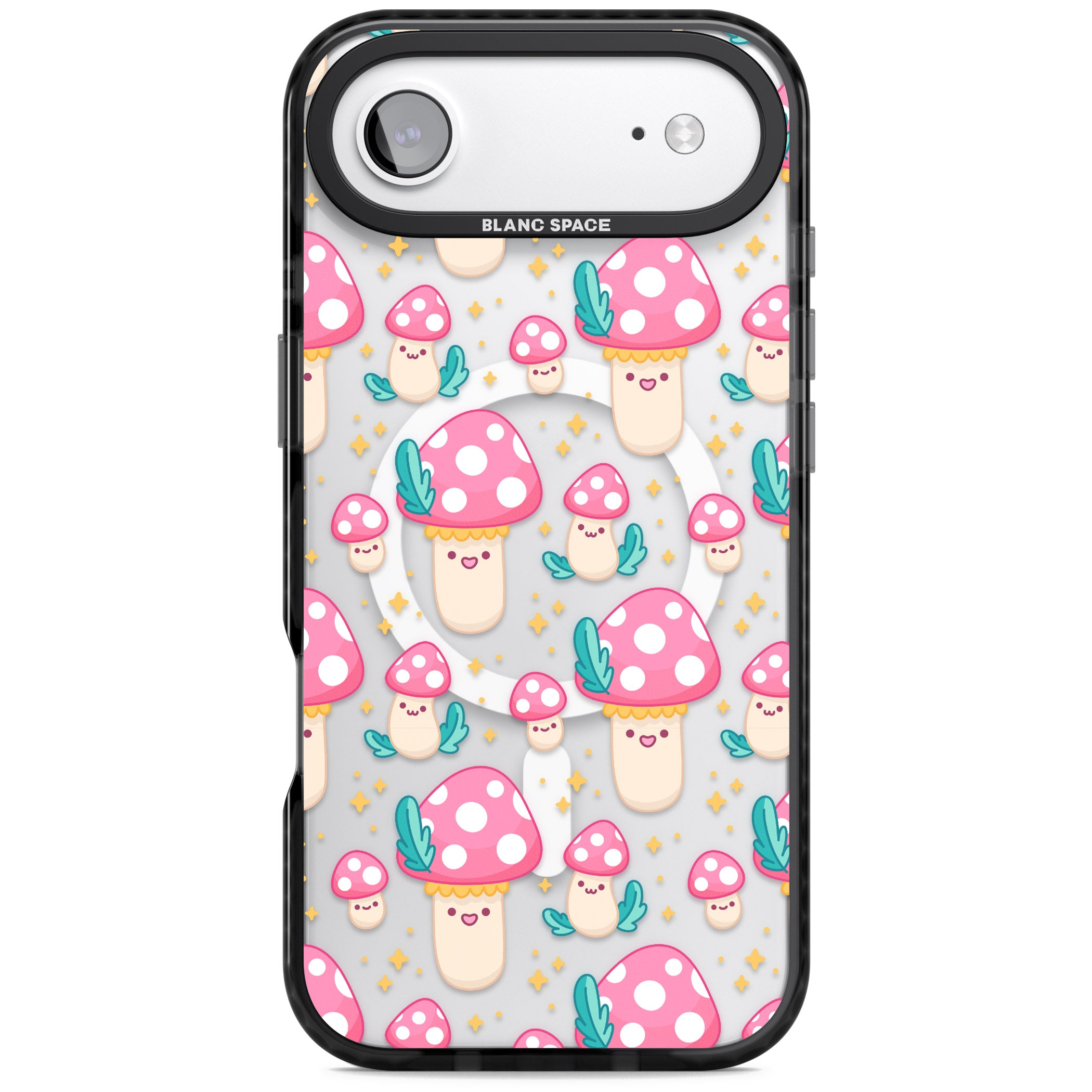 Cute Mushroom Pattern iPhone 17 Air Impact Pro Black Phone Case