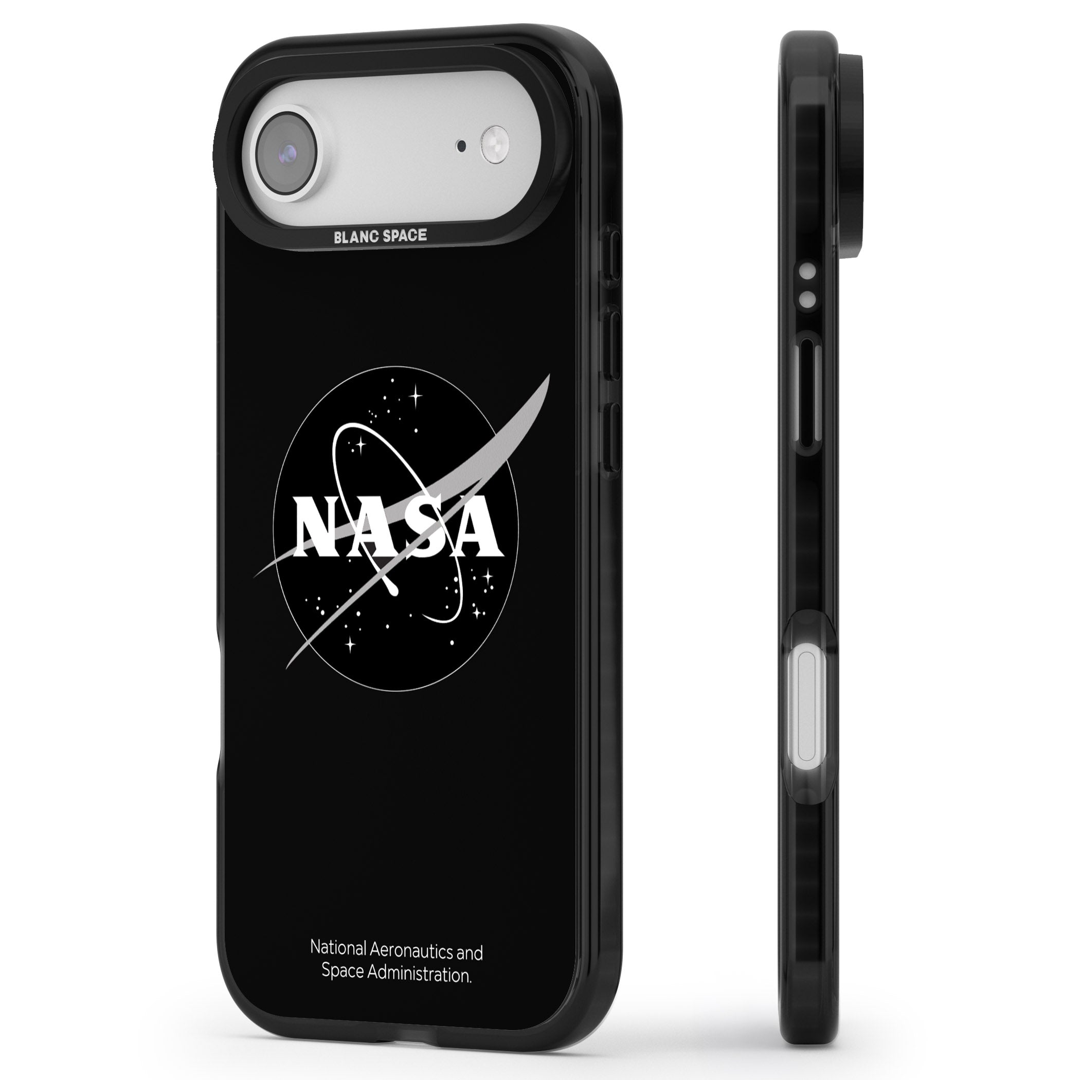 Dark Nasa Meatball iPhone 17 Air Impact Pro Black Phone Case Side Profile