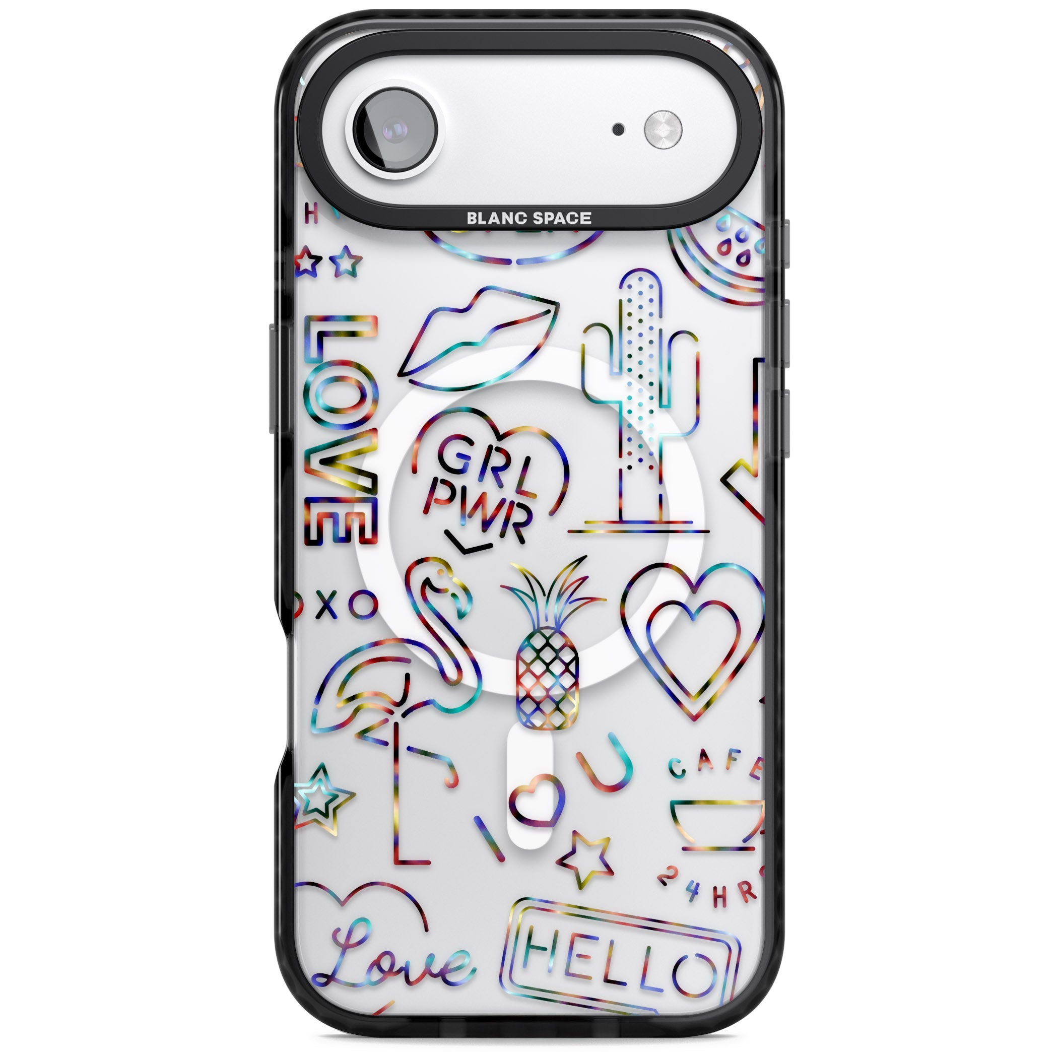 Funky Nebula Neon Sign iPhone 17 Air Impact Pro Black Phone Case