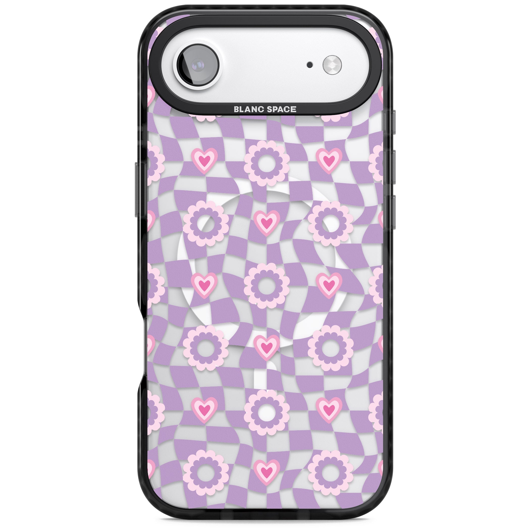 Checkered Love Pattern iPhone 17 Air Impact Pro Black Phone Case