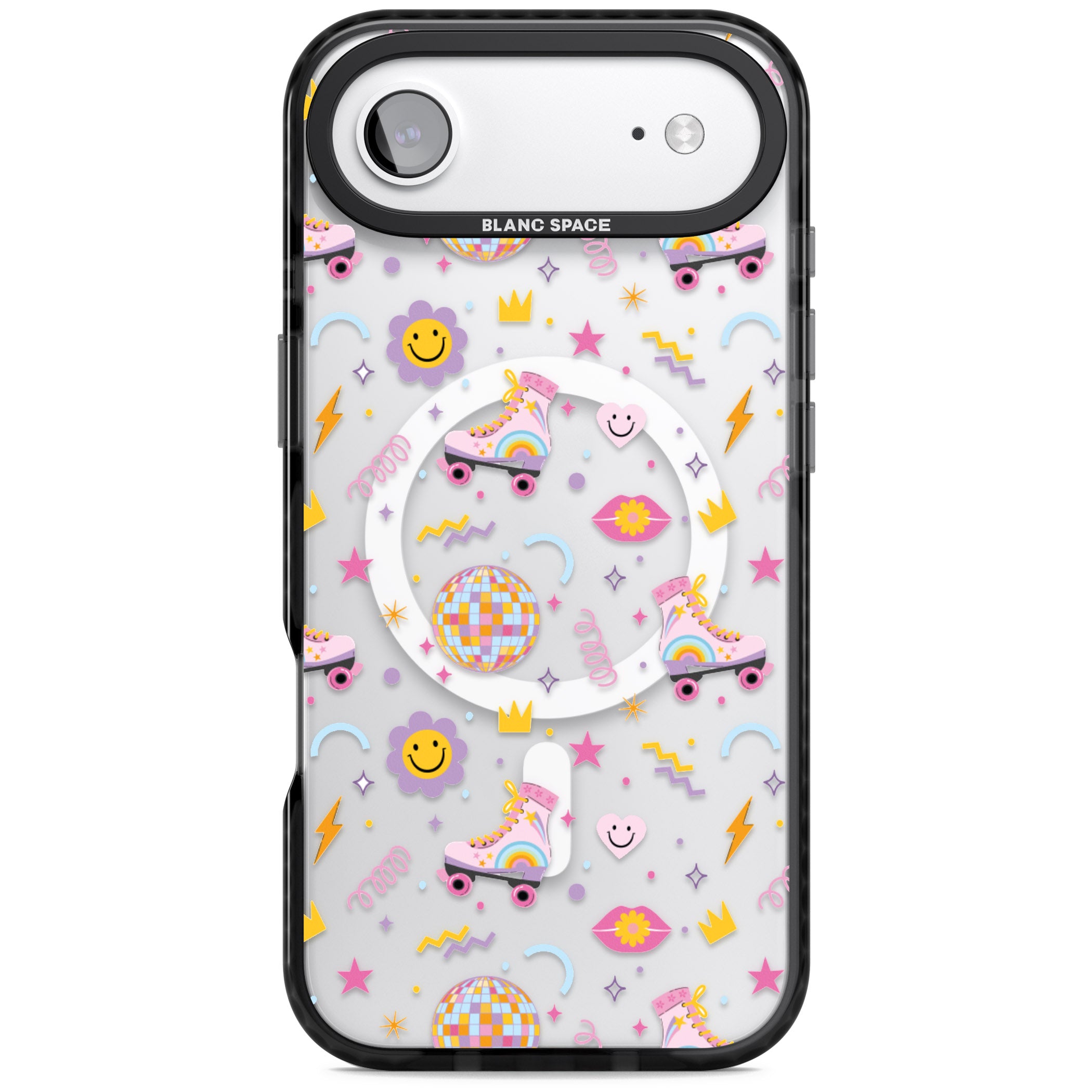 Roller Disco Pattern iPhone 17 Air Impact Pro Black Phone Case