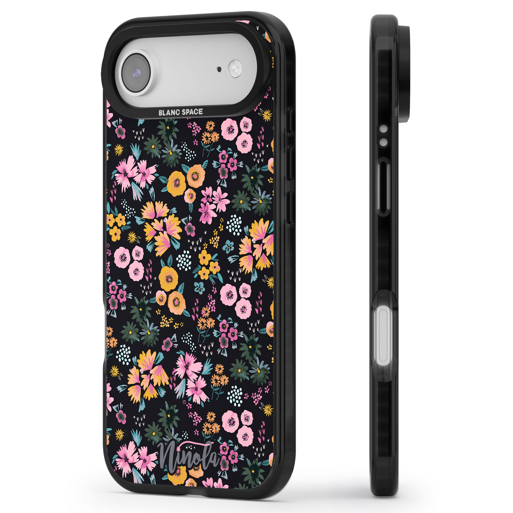 Blossom Field iPhone 17 Air Impact Pro Black Phone Case Side Profile
