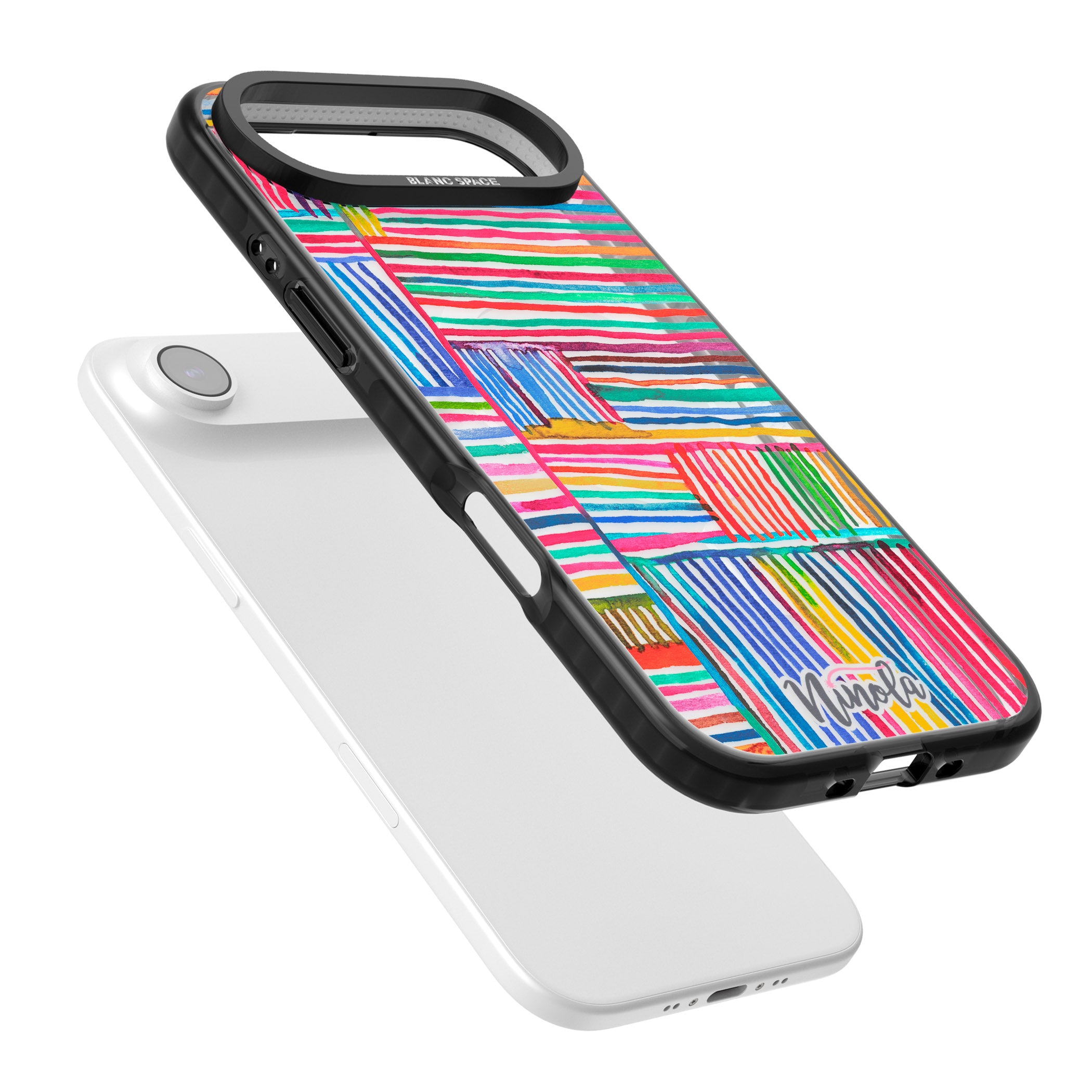 Vibrant Watercolor Lines iPhone 17 Air Impact Pro Black Phone Case Colours