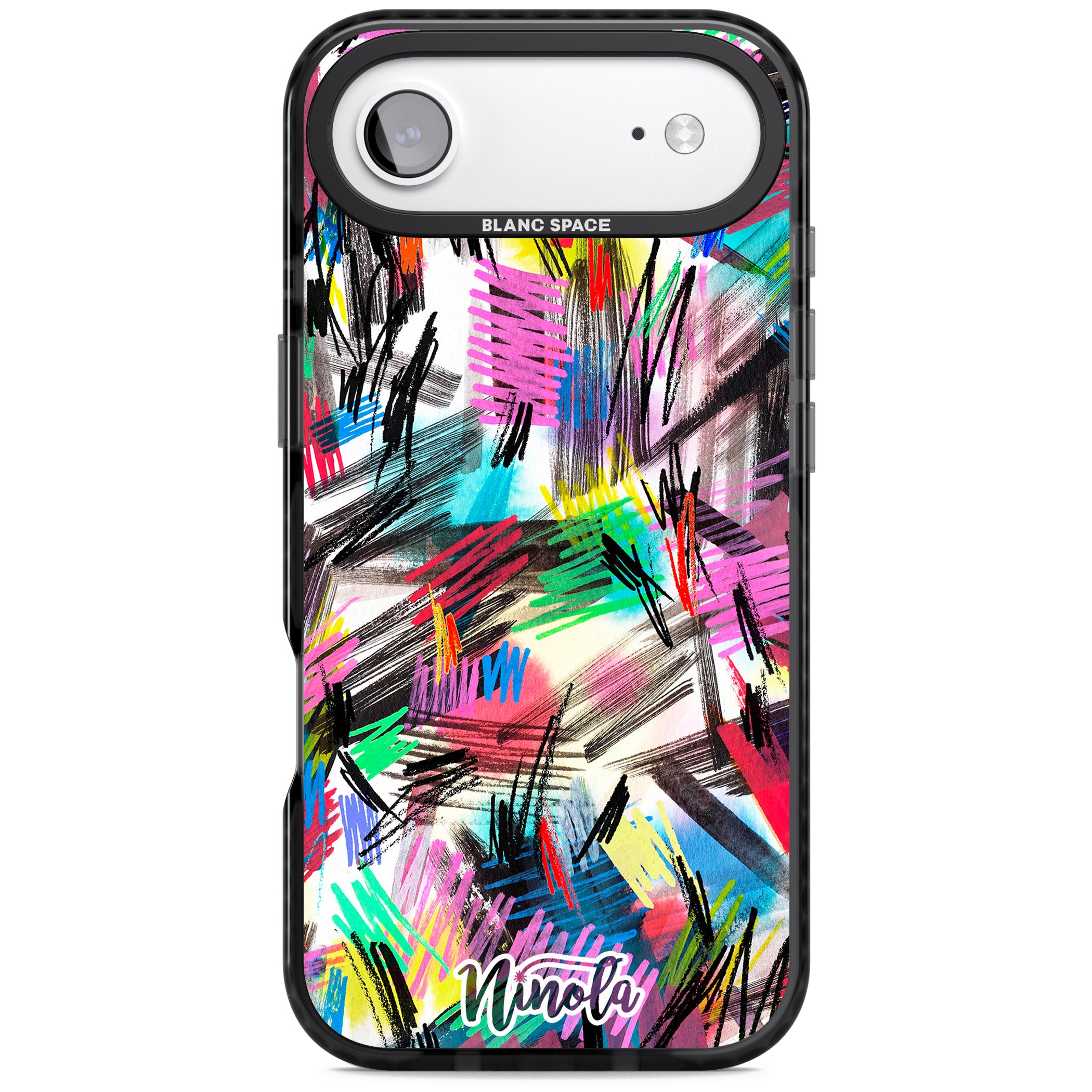Wild Strokes Rainbow iPhone 17 Air Impact Pro Black Phone Case