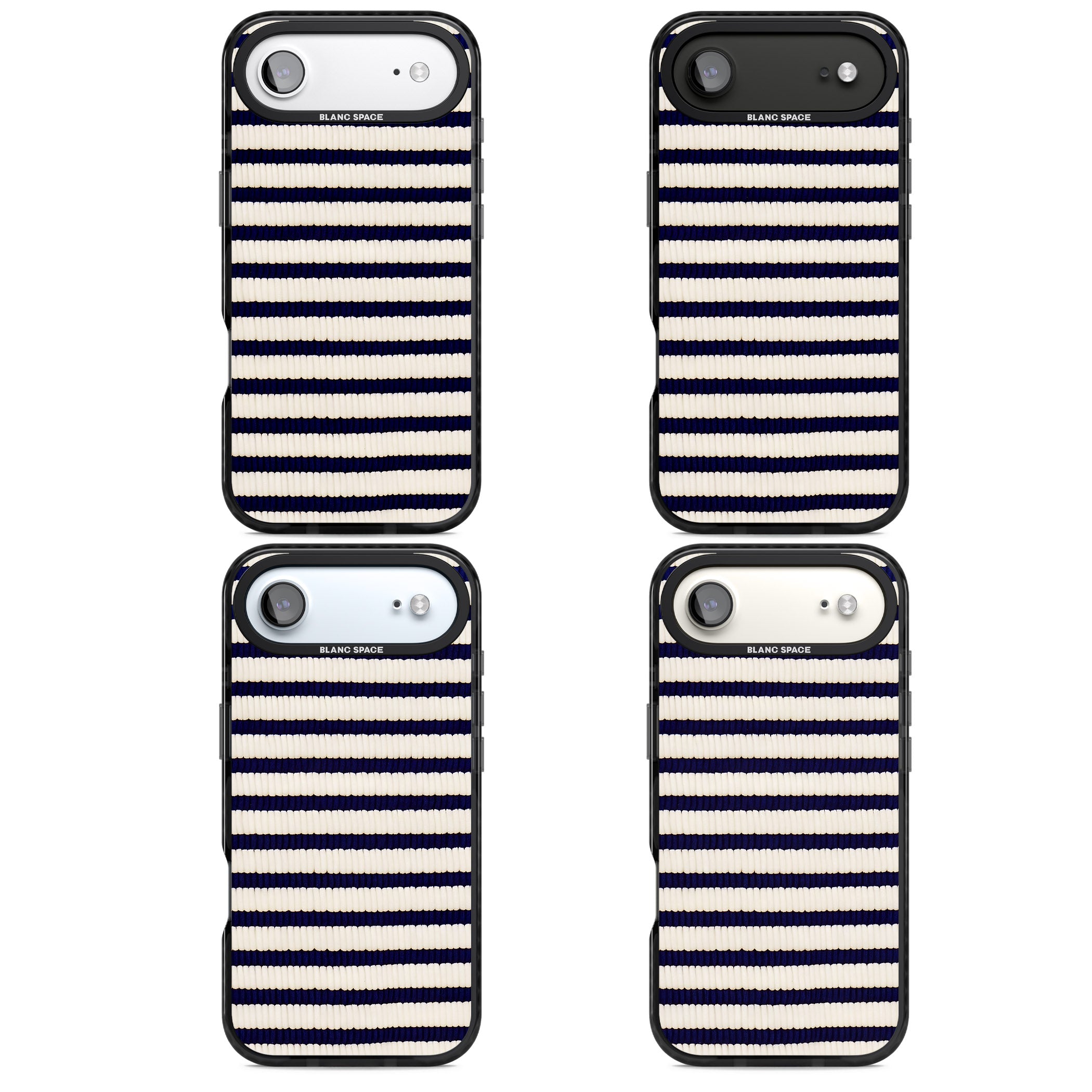 Navy & Cream Stripes iPhone 17 Air Impact Pro Black Phone Case APT Impact Protection