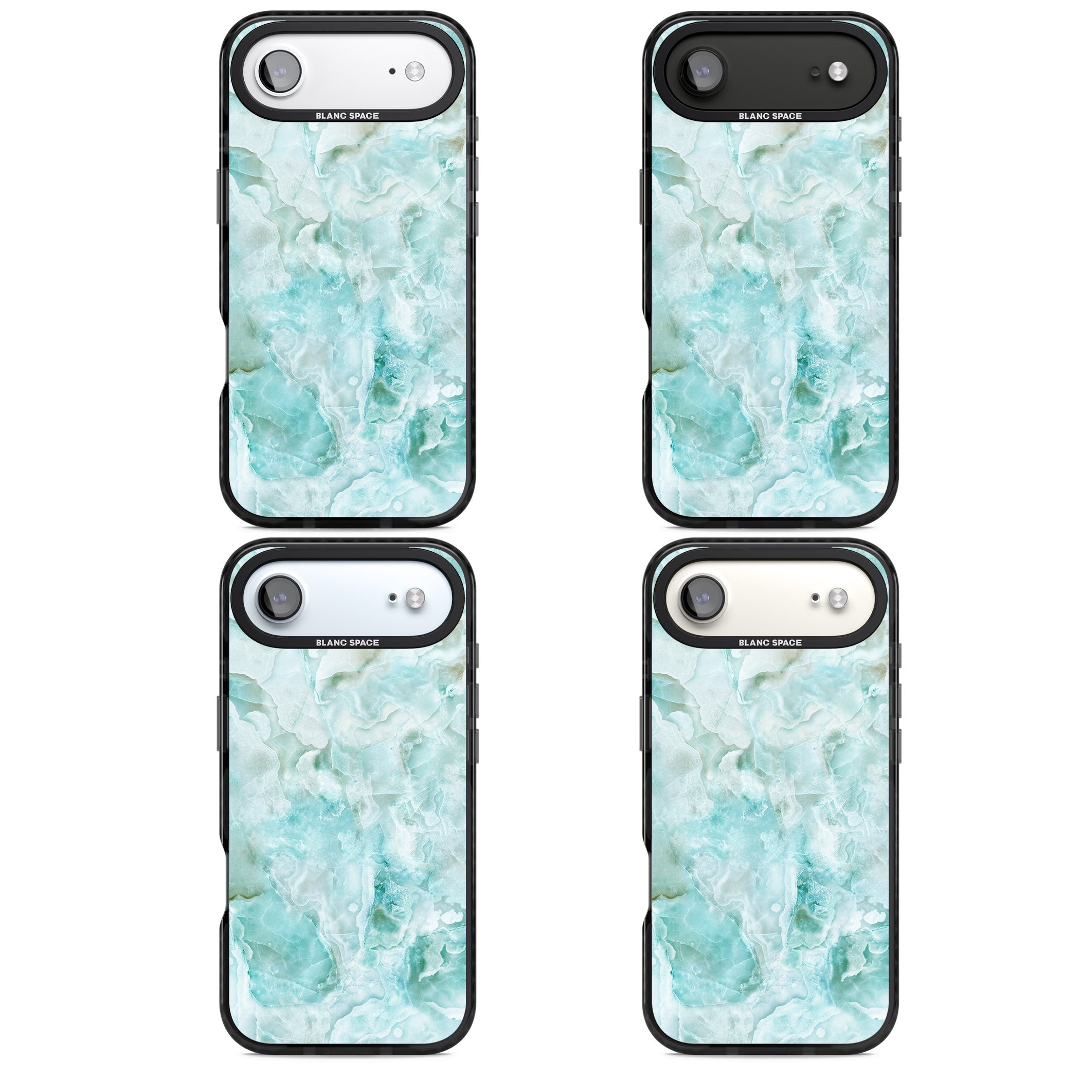 Aqua Onyx Marble iPhone 17 Air Impact Pro Black Phone Case APT Impact Protection