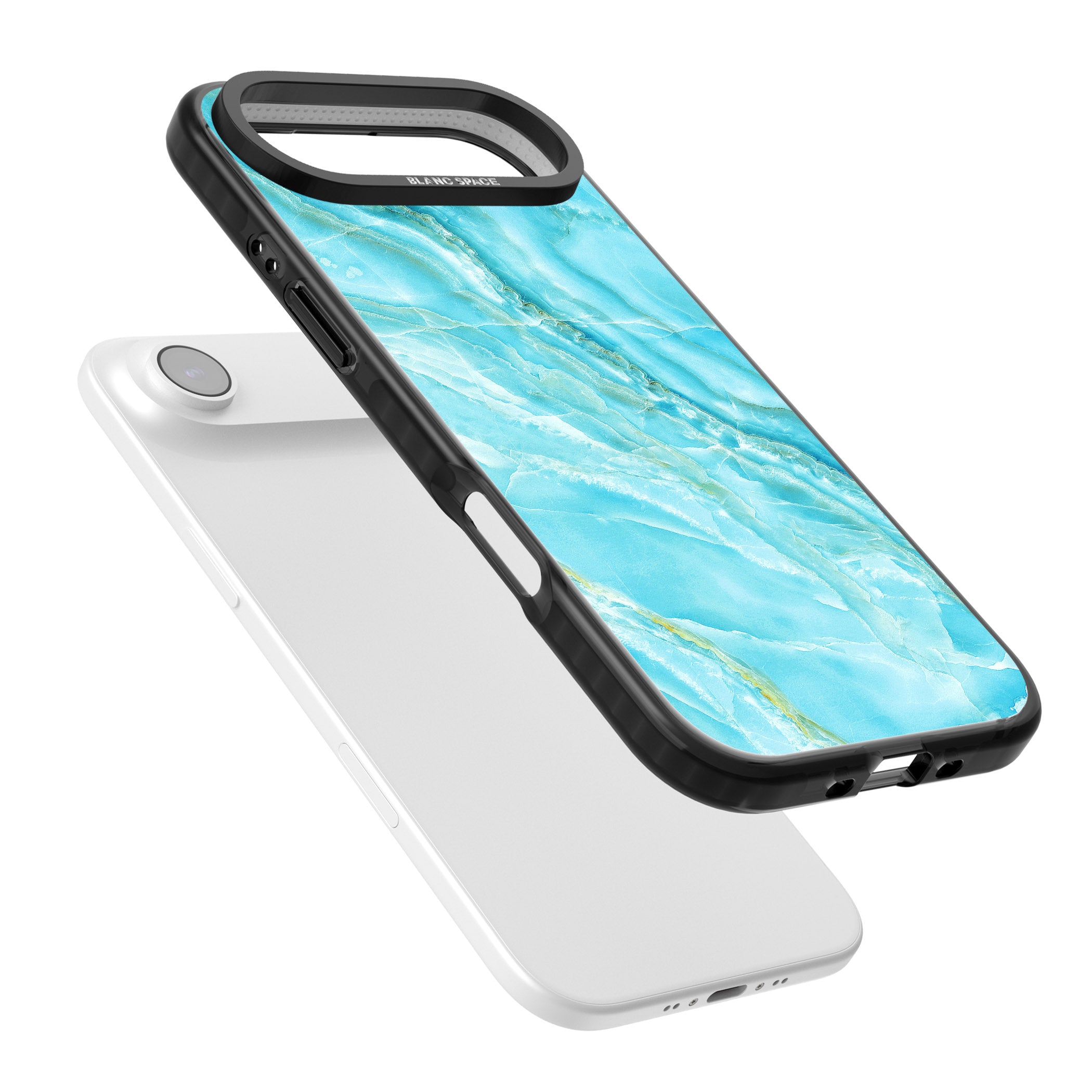Blue Onyx Marble iPhone 17 Air Impact Pro Black Phone Case Colours