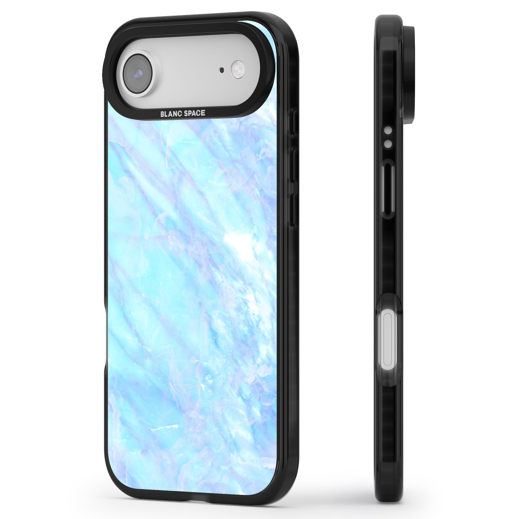 Iridescent Crystal Marble iPhone 17 Air Impact Pro Black Phone Case Side Profile