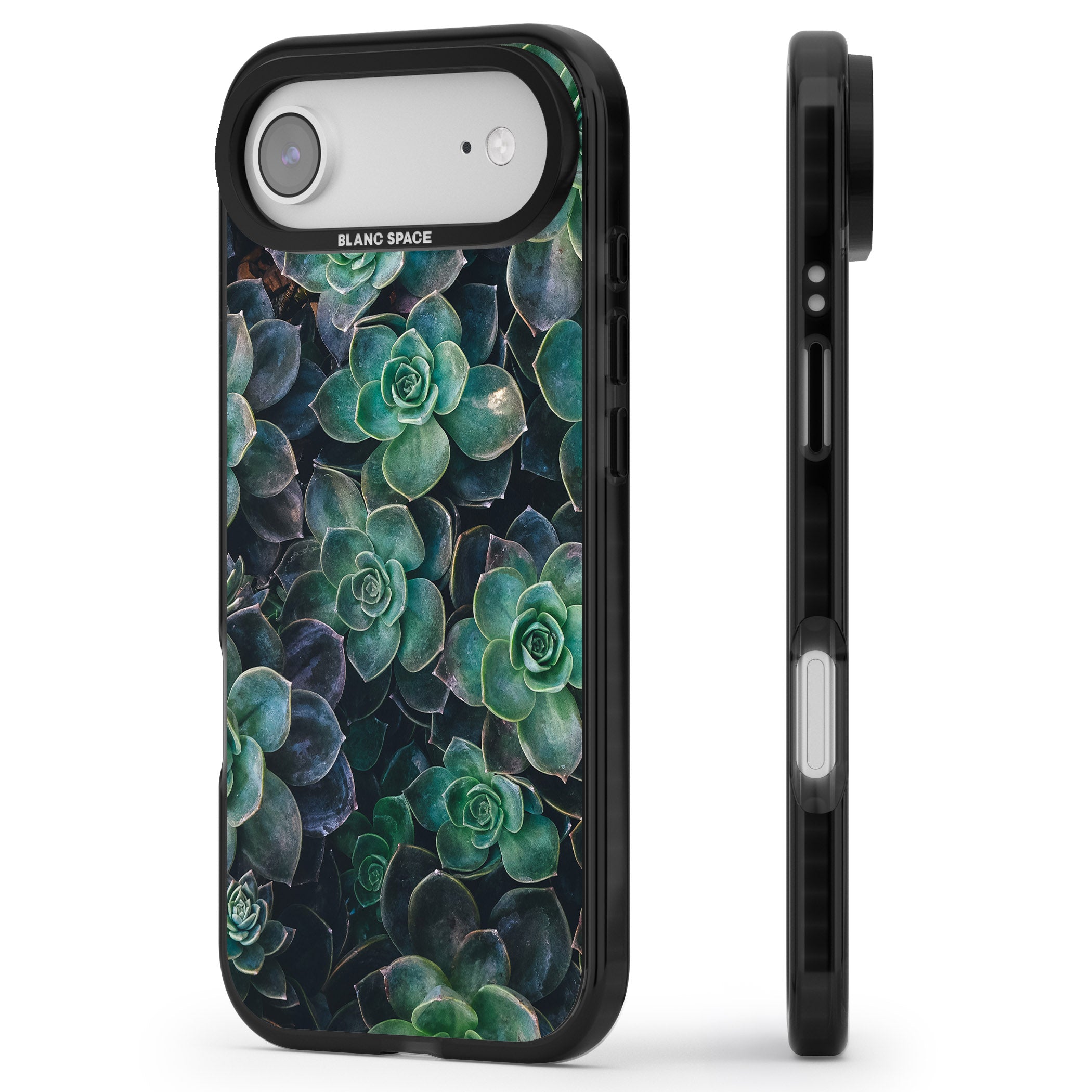Succulent Bloom Botanical iPhone 17 Air Impact Pro Black Phone Case Side Profile