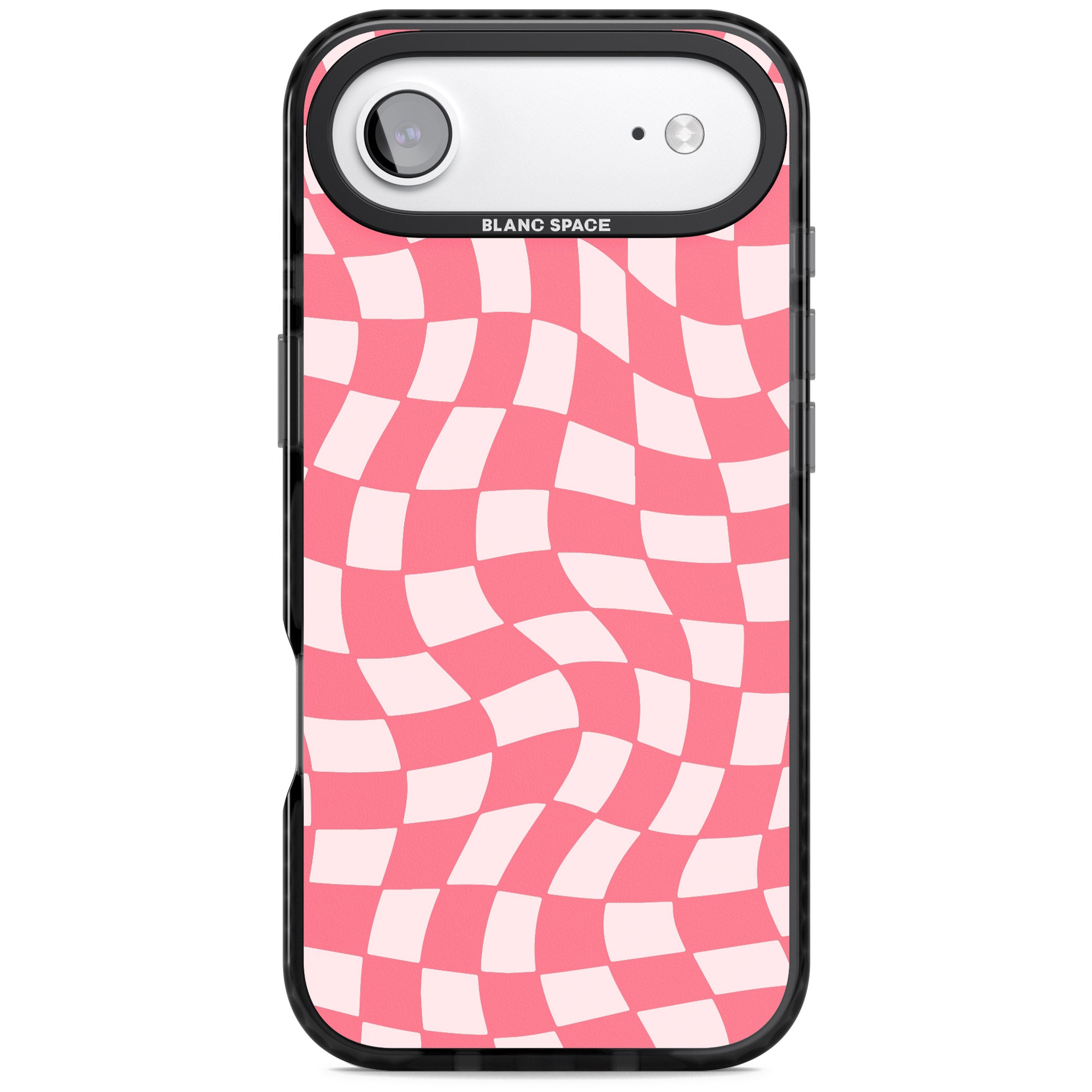 Pink Wavy Checked Pattern iPhone 17 Air Impact Pro Black Phone Case