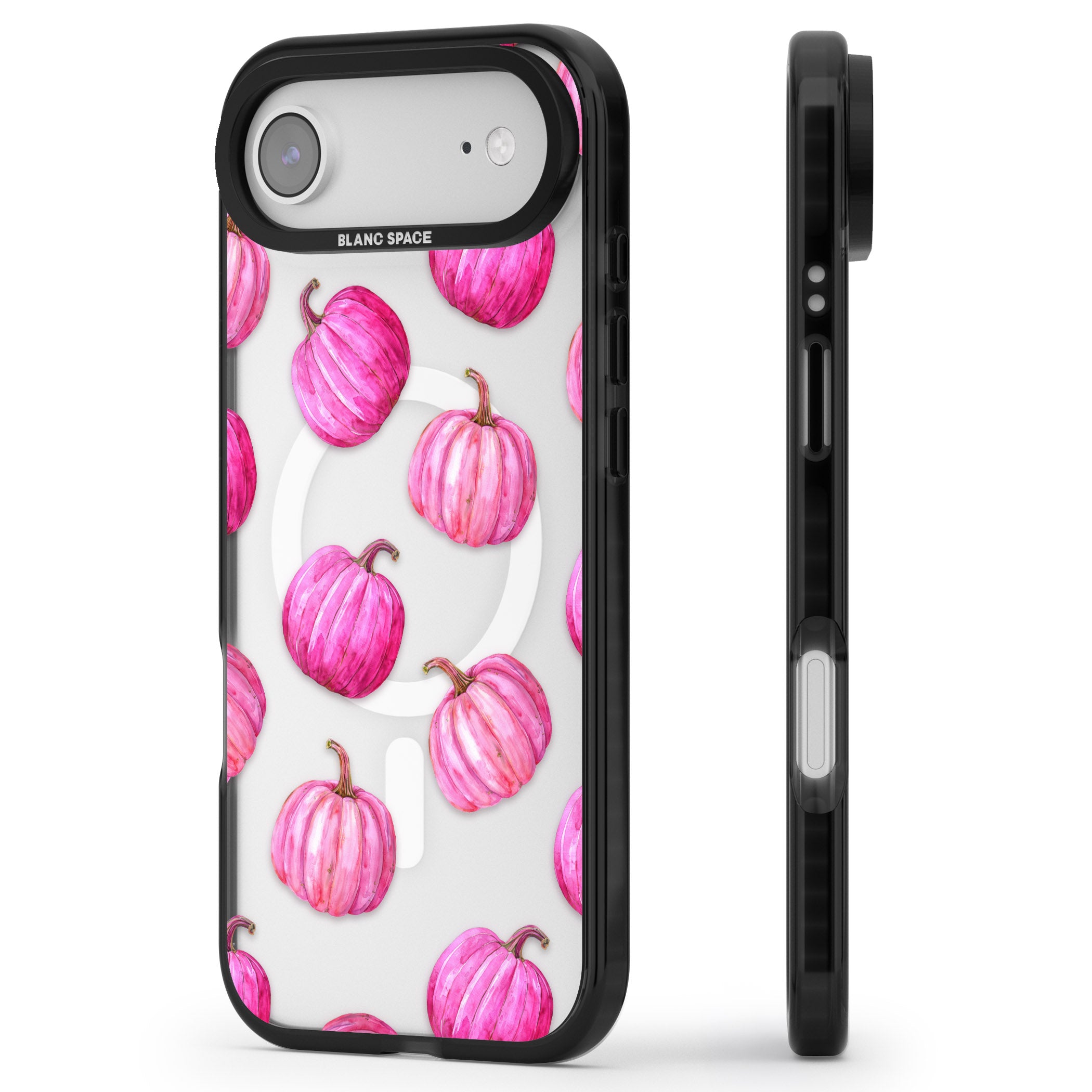 Pink Pumpkins iPhone 17 Air Impact Pro Black Phone Case Side Profile