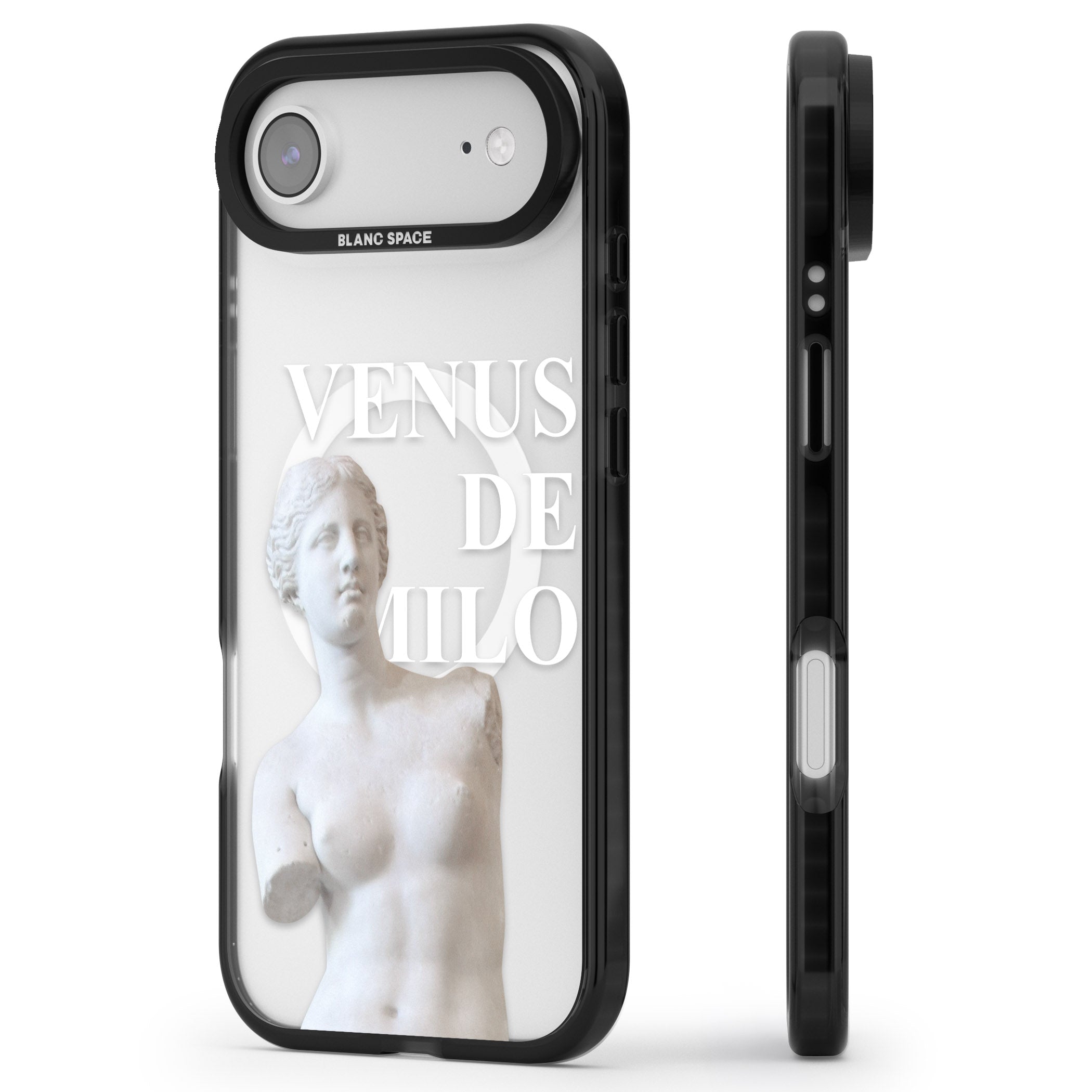 Venus De Milo Cutout iPhone 17 Air Impact Pro Black Phone Case Side Profile