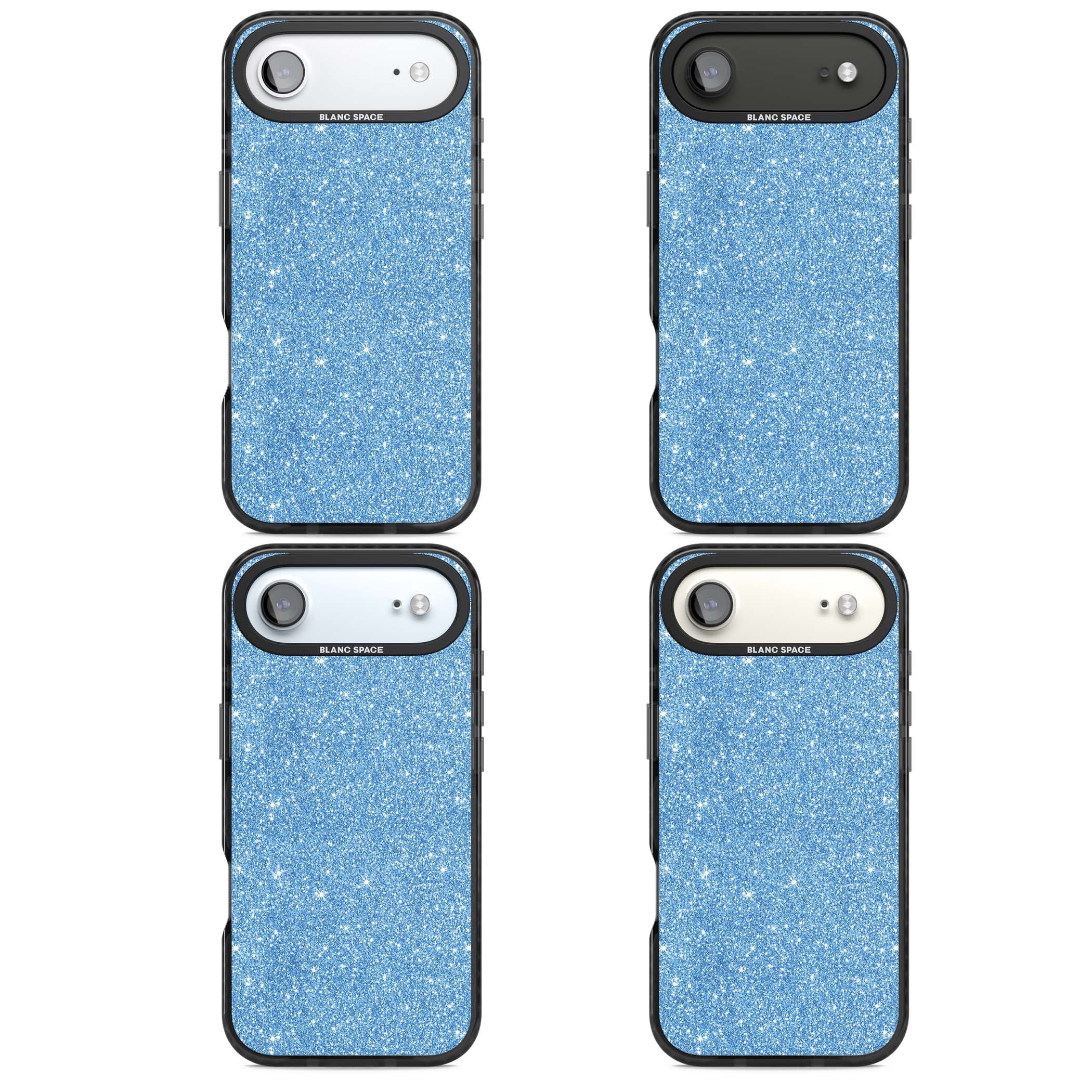 Blue Glitter blue glitter iPhone case featuring dense sparkling cerulean glitter with a glamorous shimmering finish | Black Impact Magsafe case for iPhone Air
