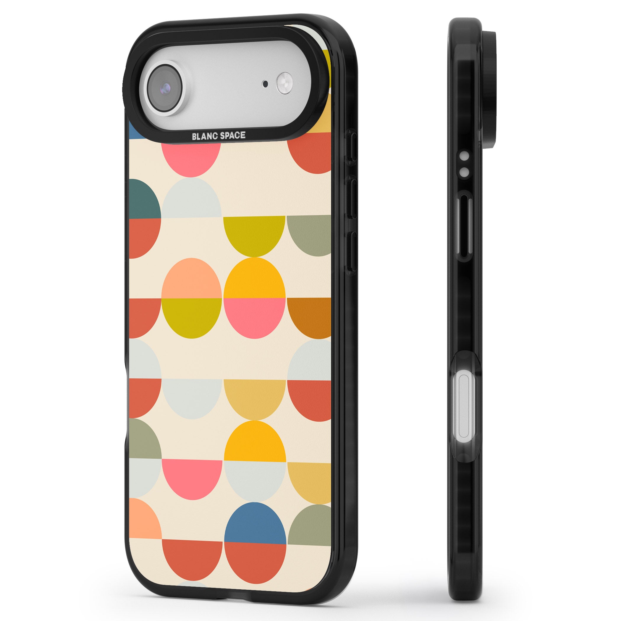 Colorful Retro Circles iPhone 17 Air Impact Pro Black Phone Case Side Profile