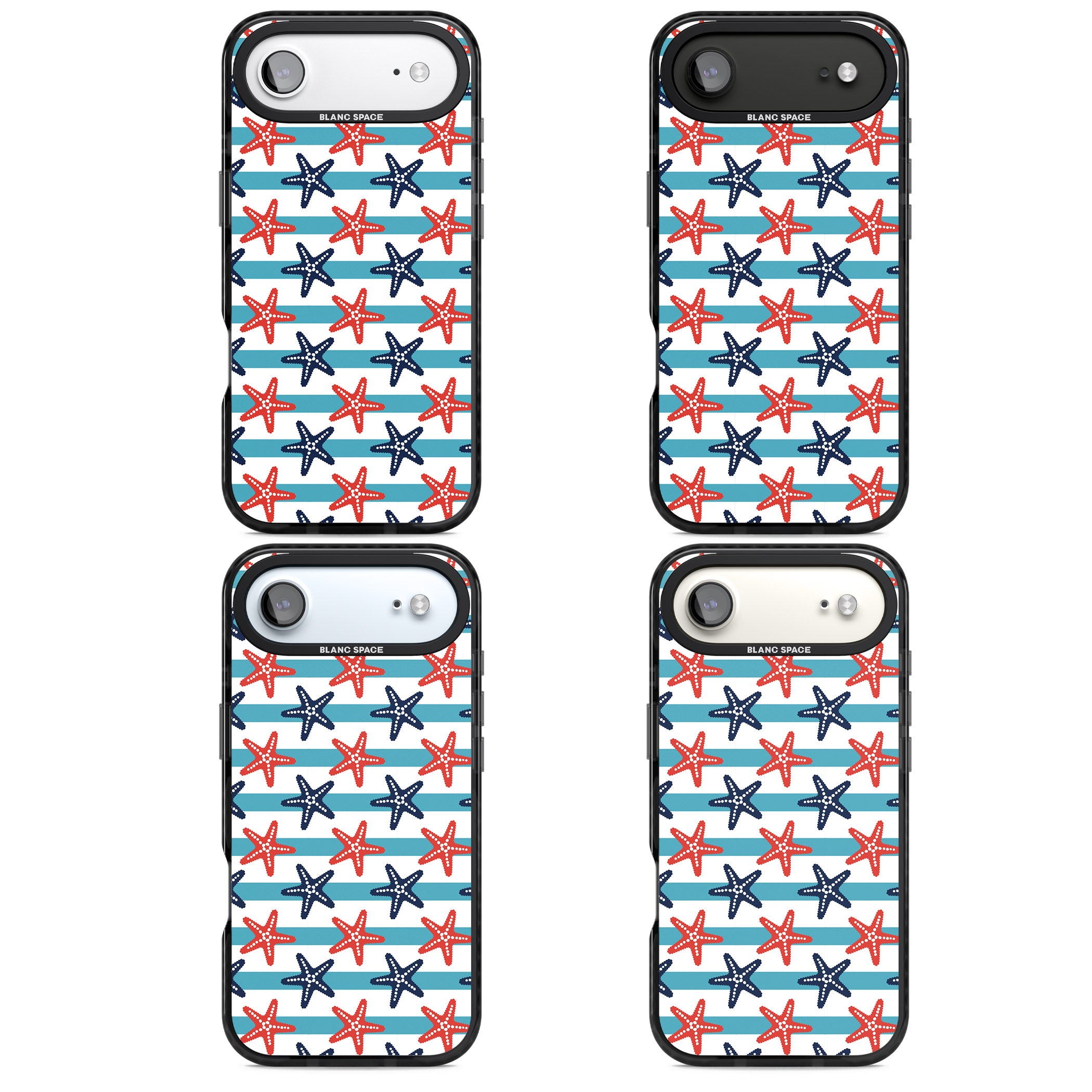 Nautical Starfish Stripe iPhone 17 Air Impact Pro Black Phone Case APT Impact Protection