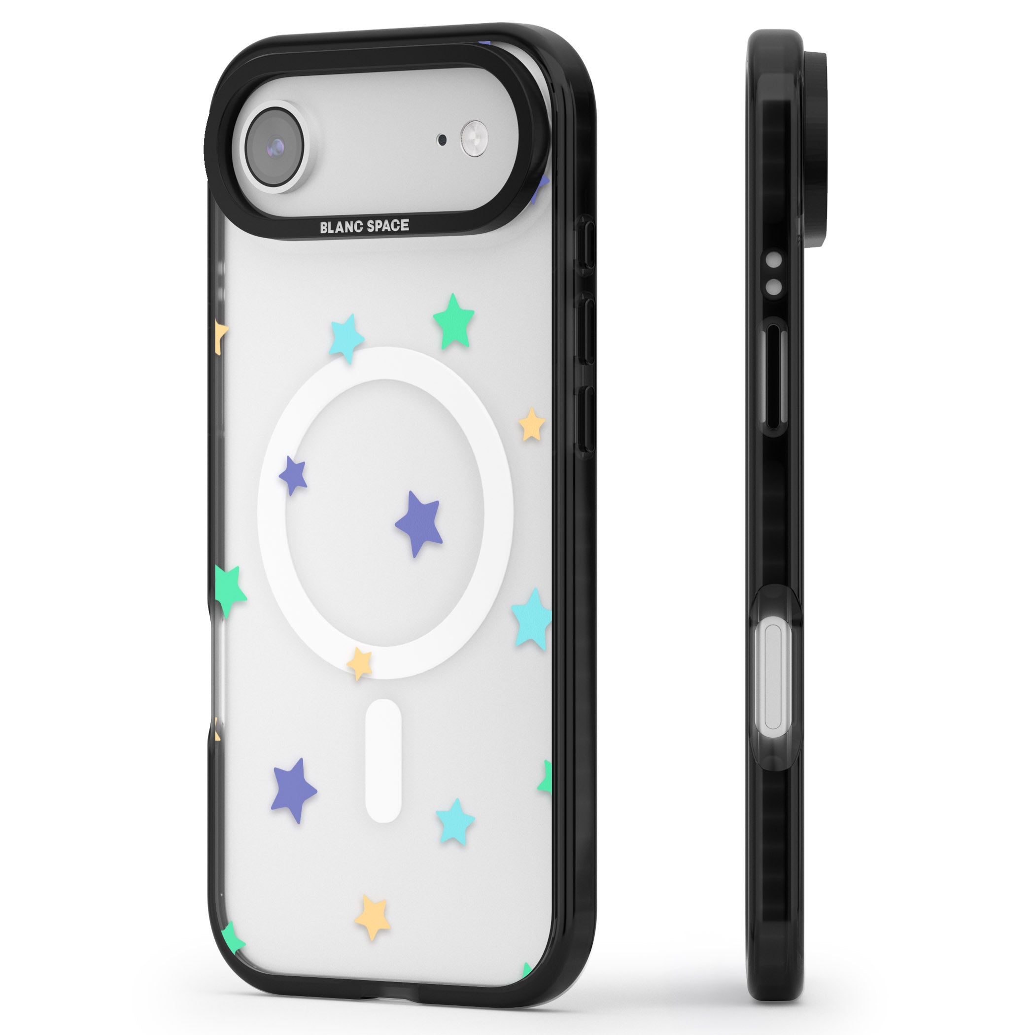 Pastel Star Pattern iPhone 17 Air Impact Pro Black Phone Case Side Profile