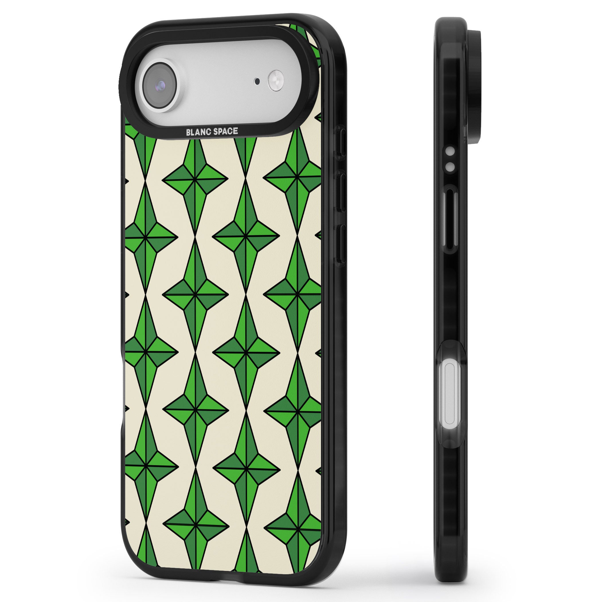 Emerald Stars Pattern iPhone 17 Air Impact Pro Black Phone Case Side Profile