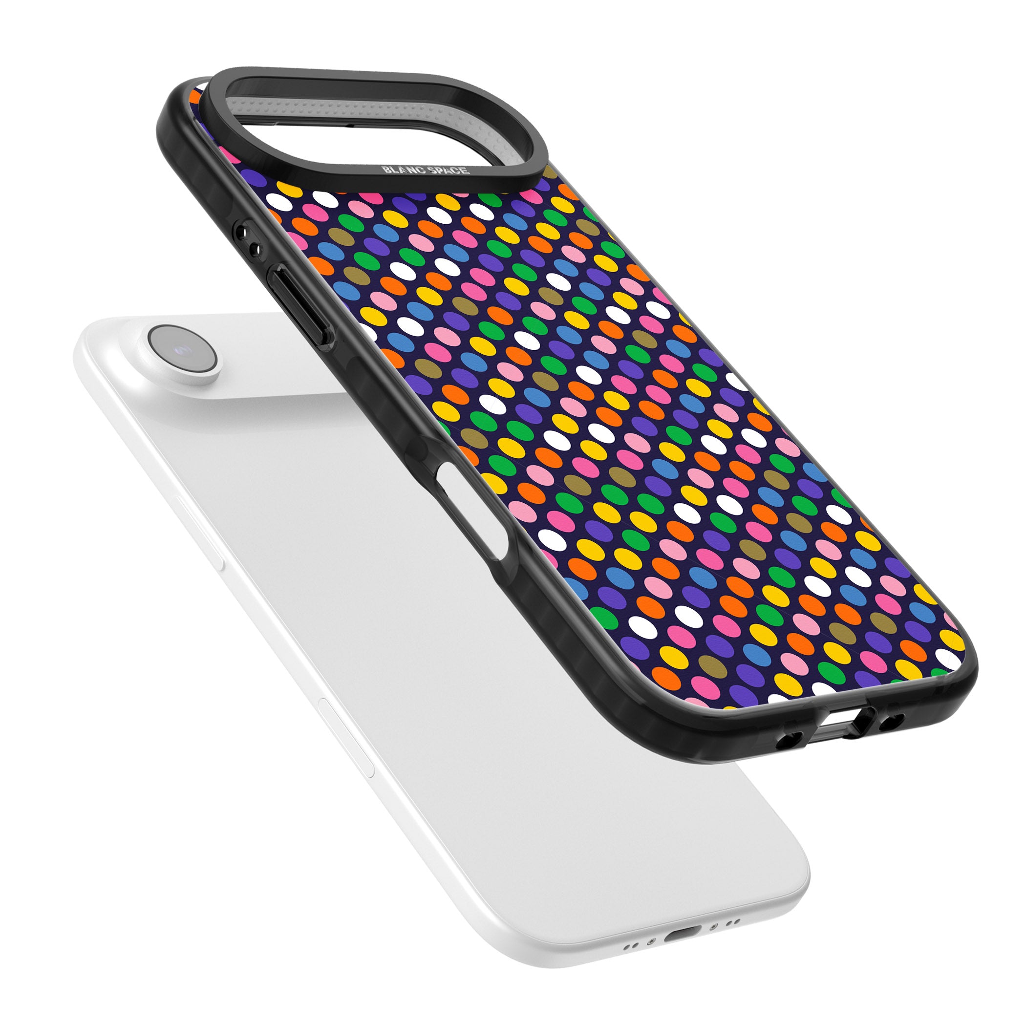 Multicolour Polka Dot Fiesta (Purple) iPhone 17 Air Impact Pro Black Phone Case Colours
