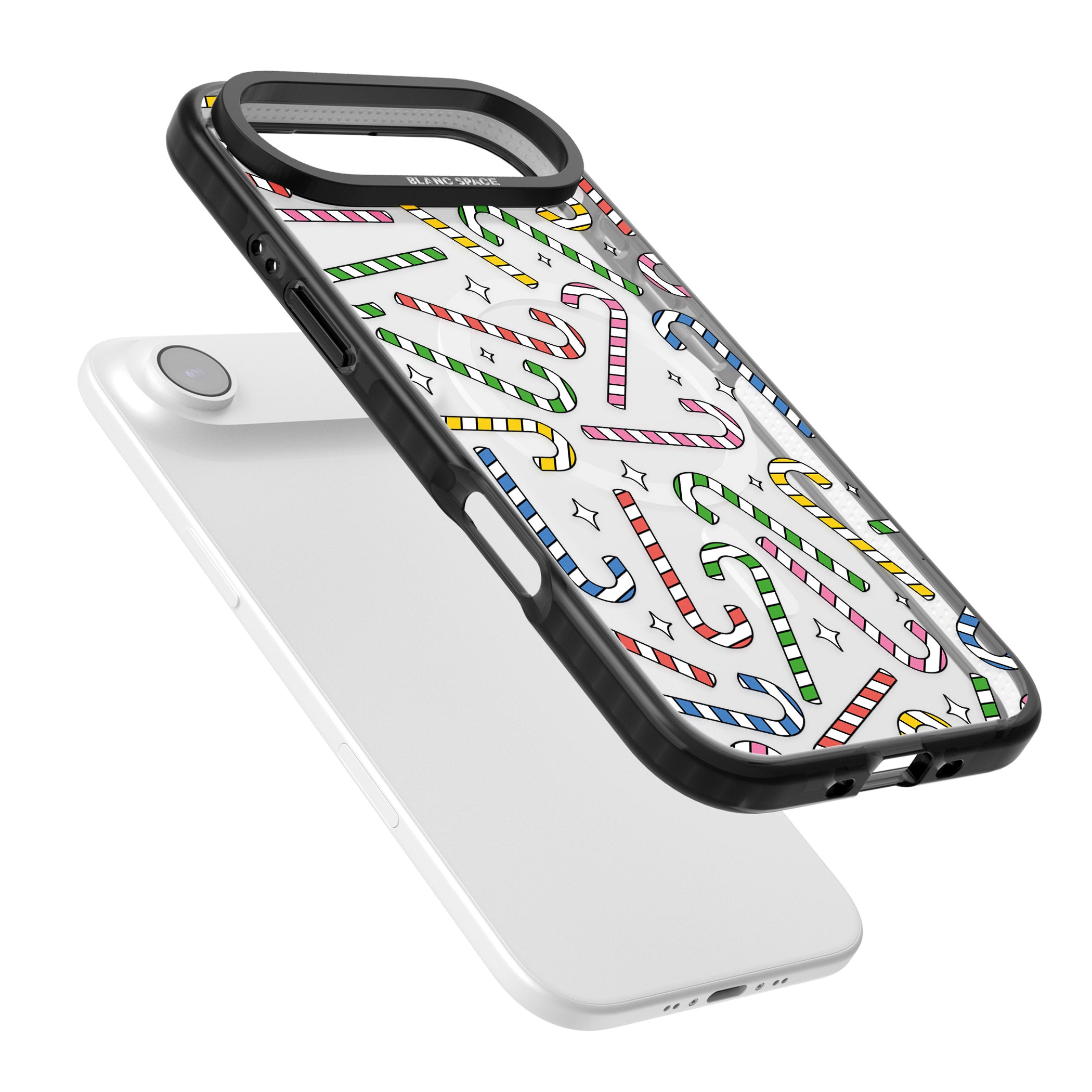 Colourful Stars & Candy Canes iPhone 17 Air Impact Pro Black Phone Case Colours
