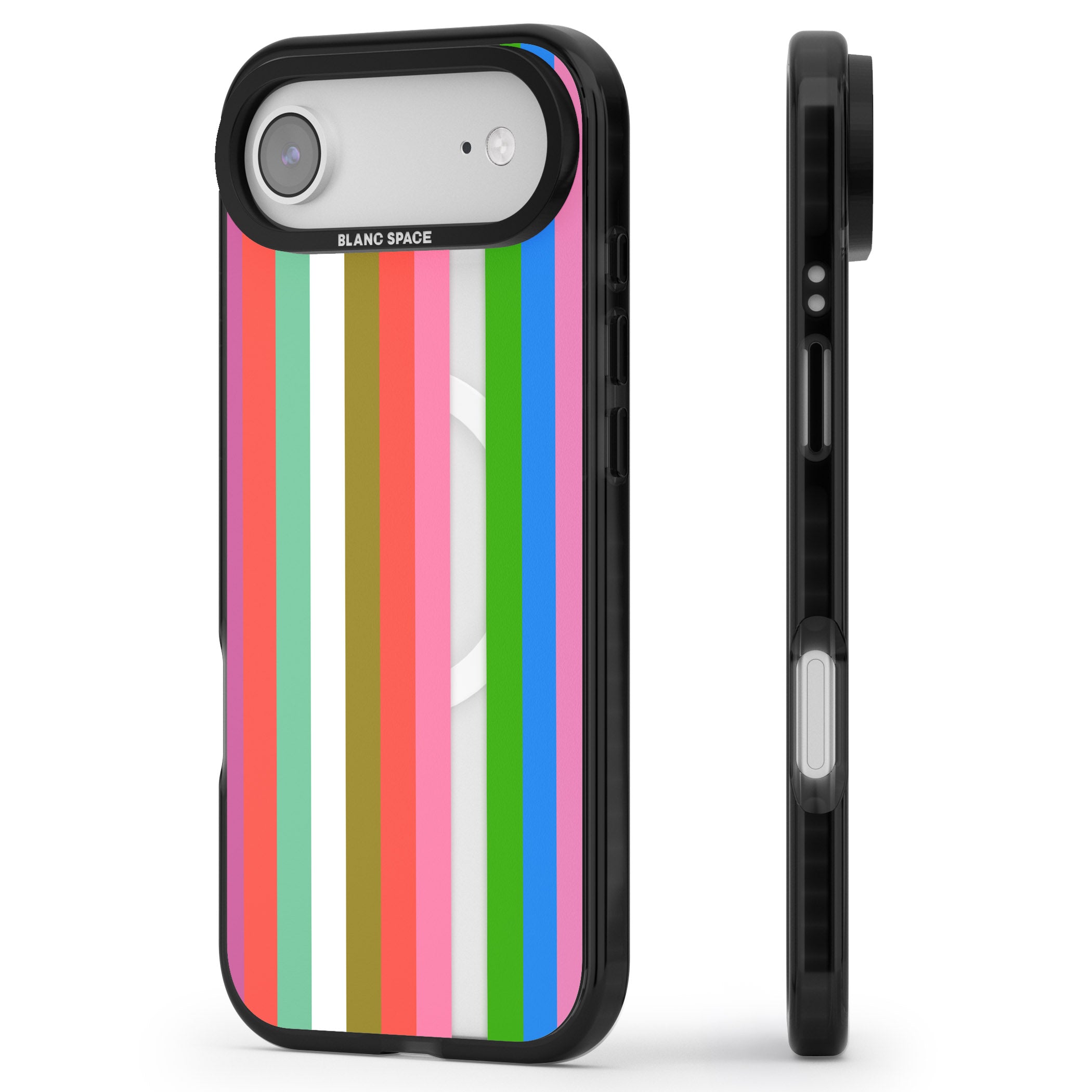 Vibrant Stripes iPhone 17 Air Impact Pro Black Phone Case Side Profile