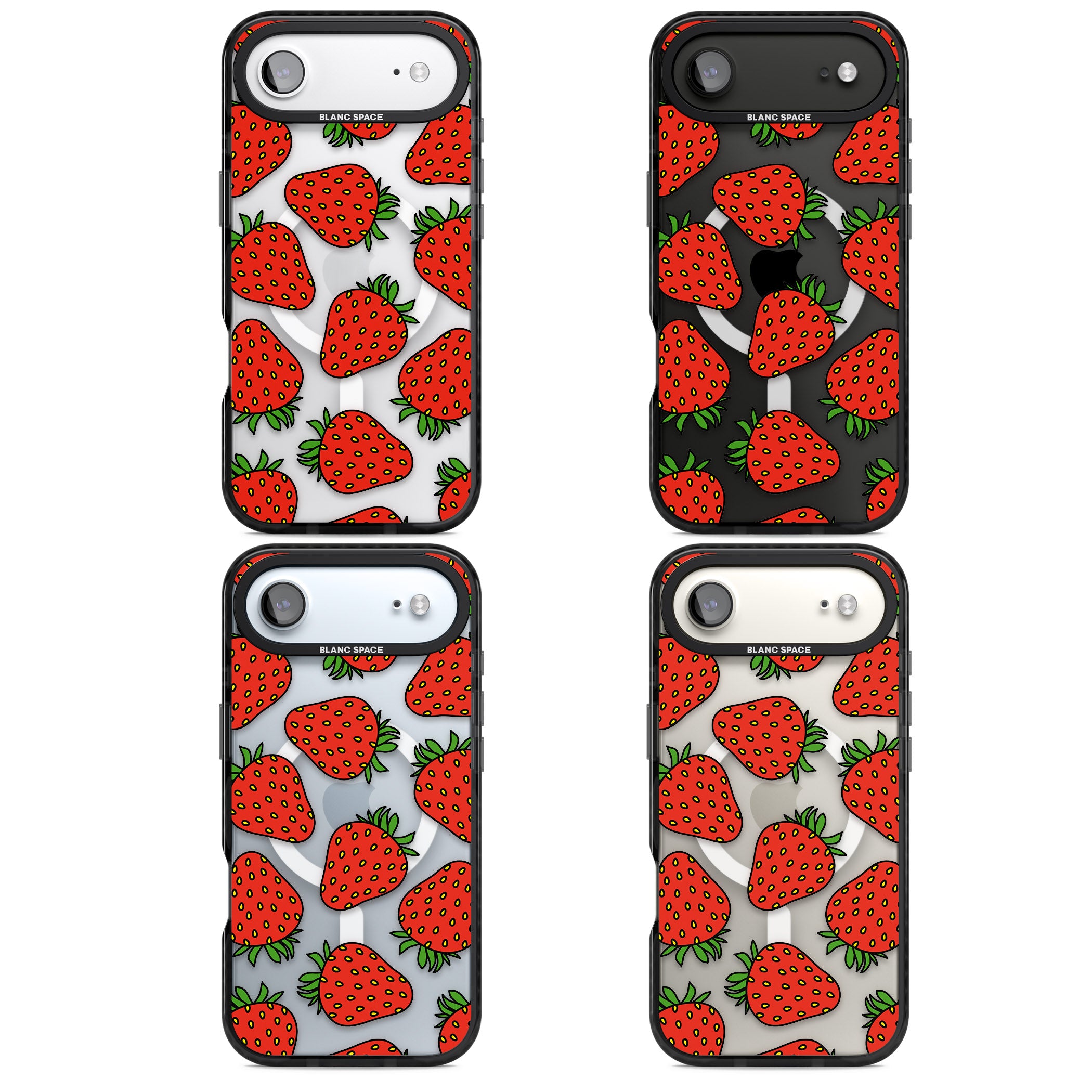 Strawberry Pattern iPhone 17 Air Impact Pro Black Phone Case APT Impact Protection