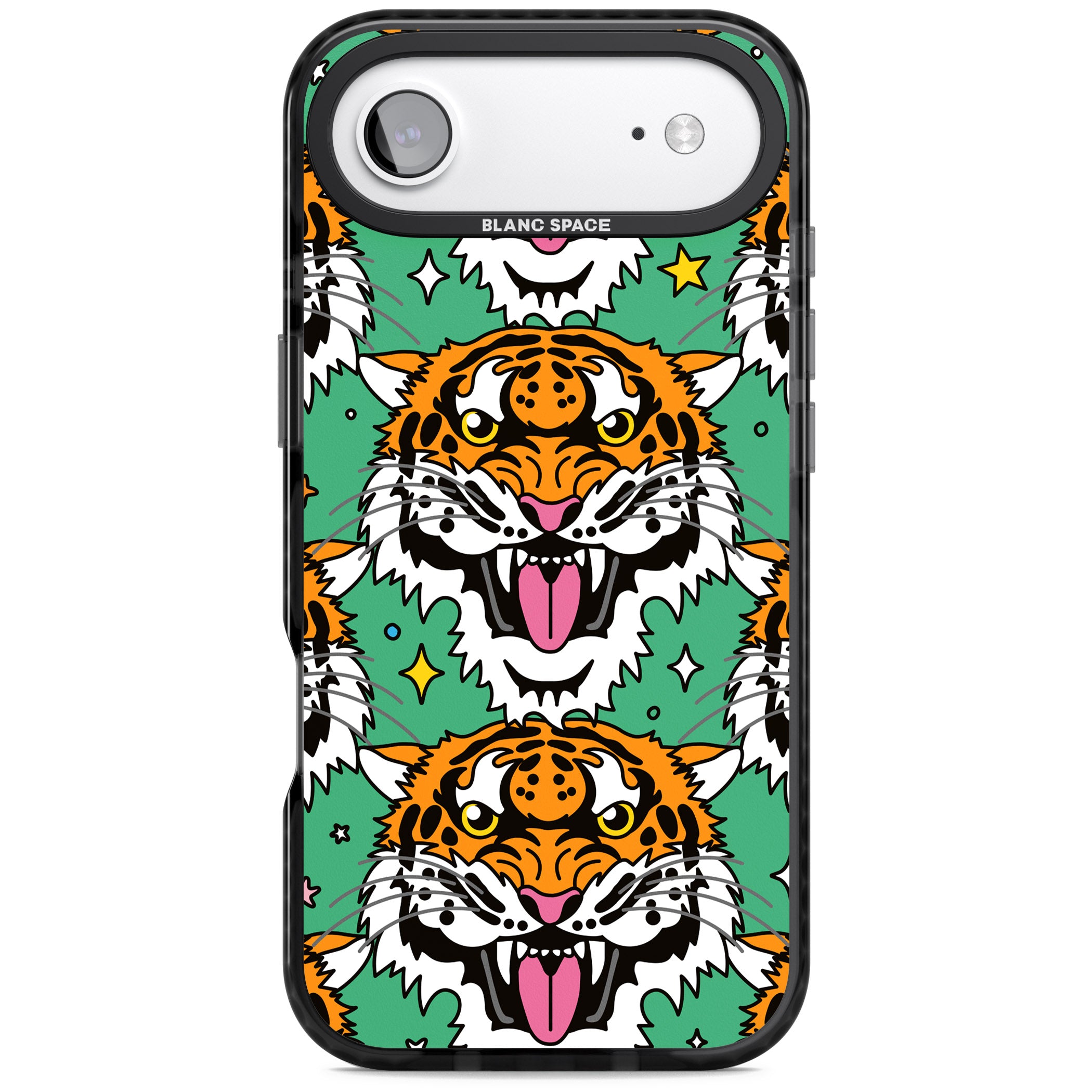 Fierce Jungle Tigers (Green) iPhone 17 Air Impact Pro Black Phone Case