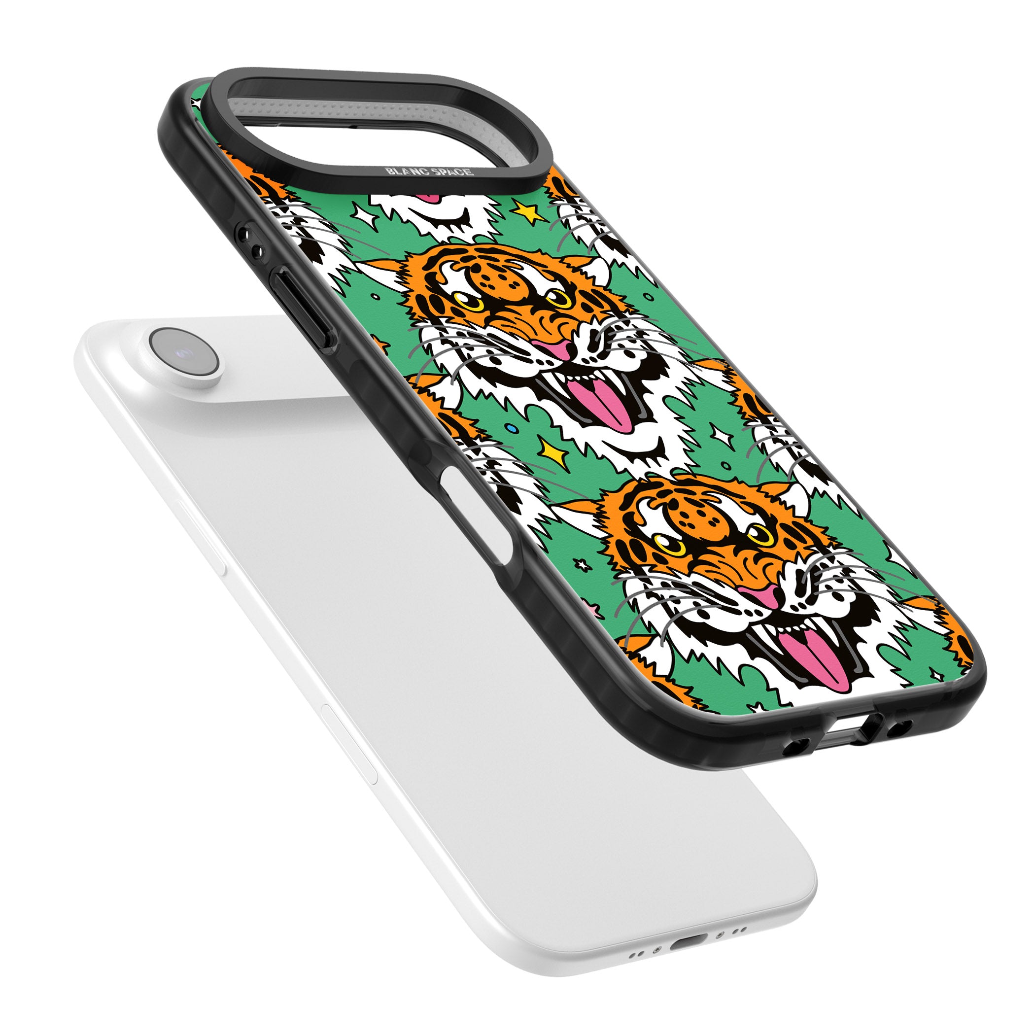 Fierce Jungle Tigers (Green) iPhone 17 Air Impact Pro Black Phone Case Colours