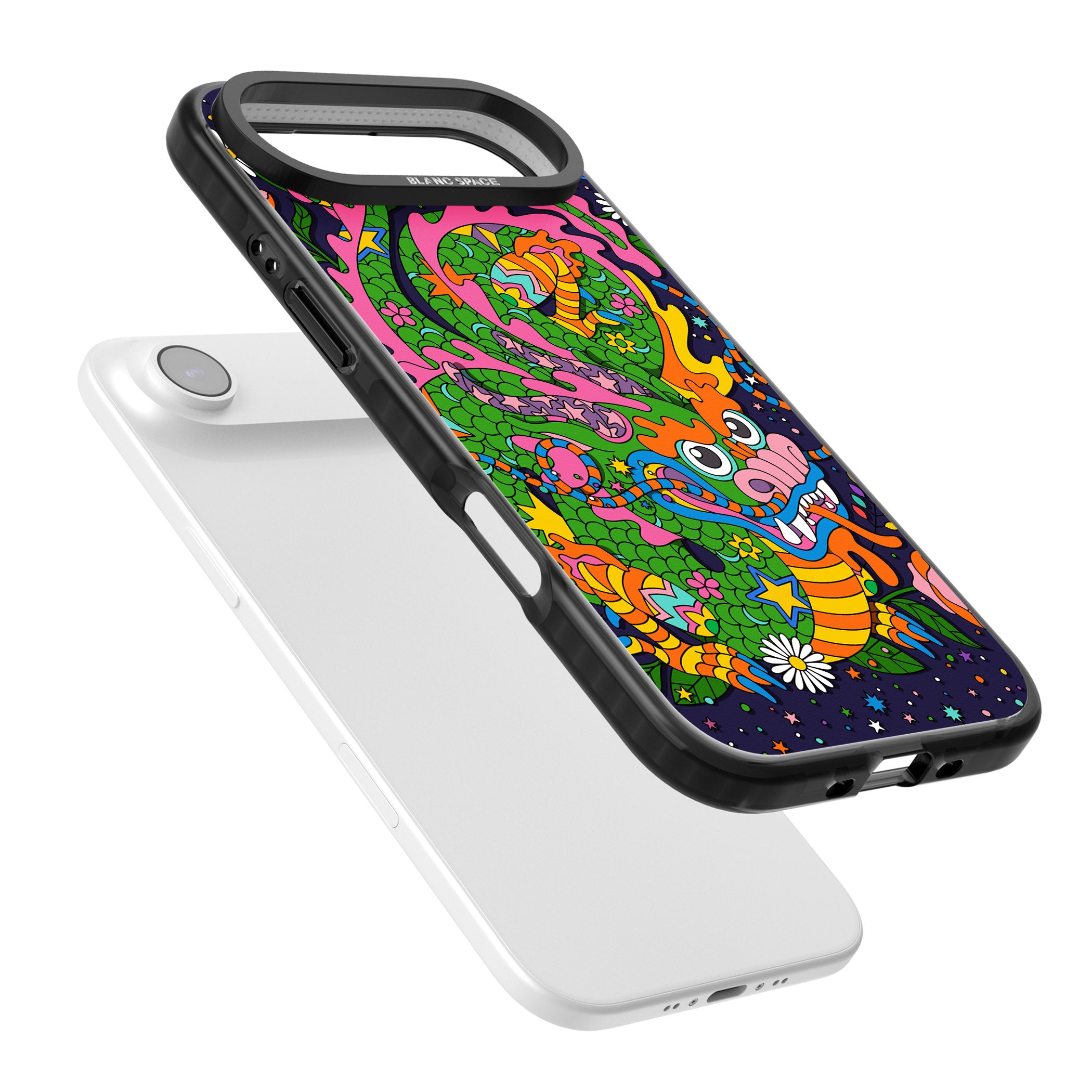 Psychedelic Jungle Dragon (Purple) iPhone 17 Air Impact Pro Black Phone Case Colours