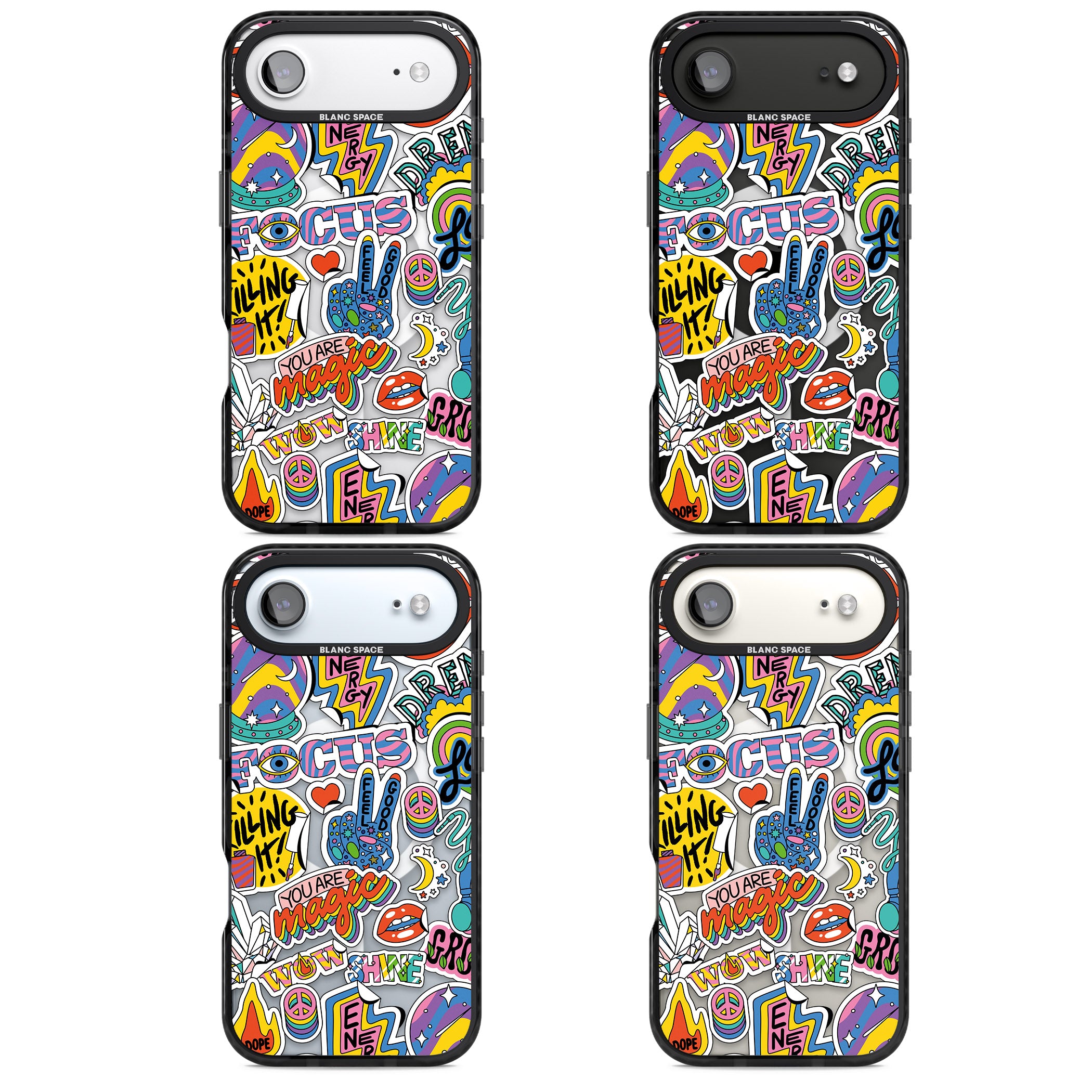 Magic Sticker Collage iPhone 17 Air Impact Pro Black Phone Case APT Impact Protection
