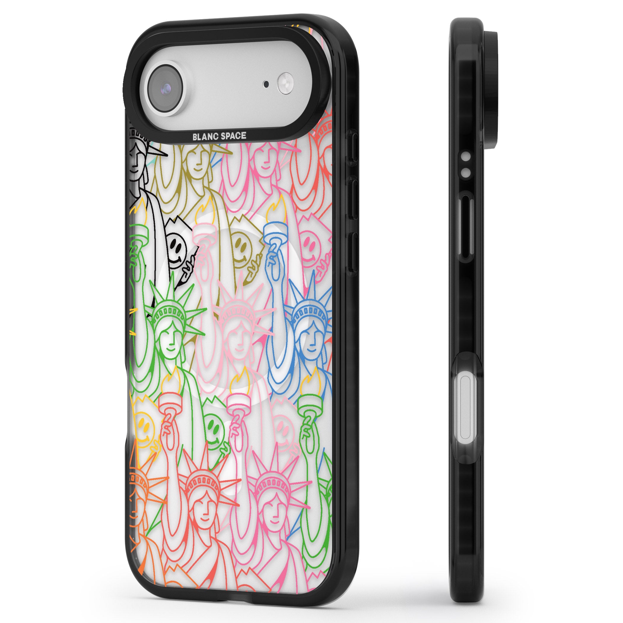 Multicolour Liberty Line Pattern iPhone 17 Air Impact Pro Black Phone Case Side Profile