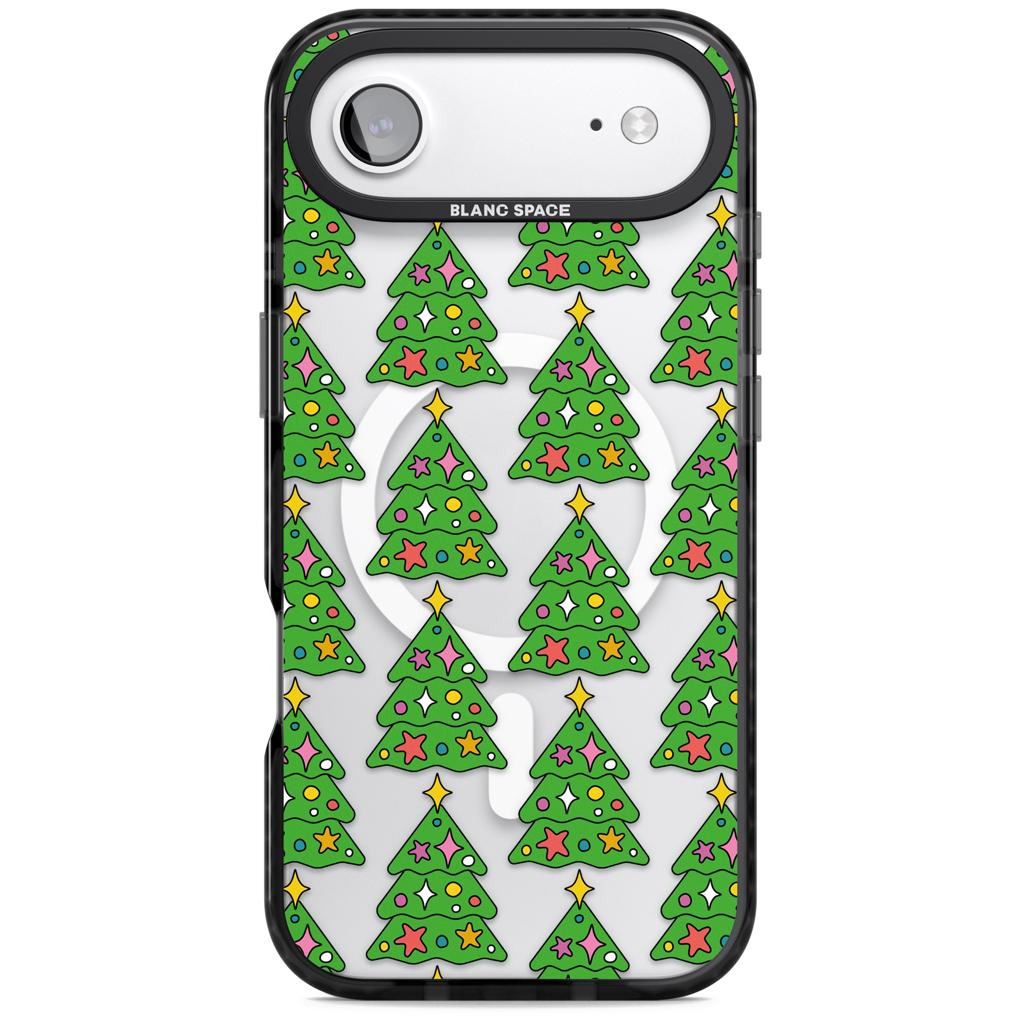 Christmas Tree Pattern (Clear) iPhone 17 Air Impact Pro Black Phone Case
