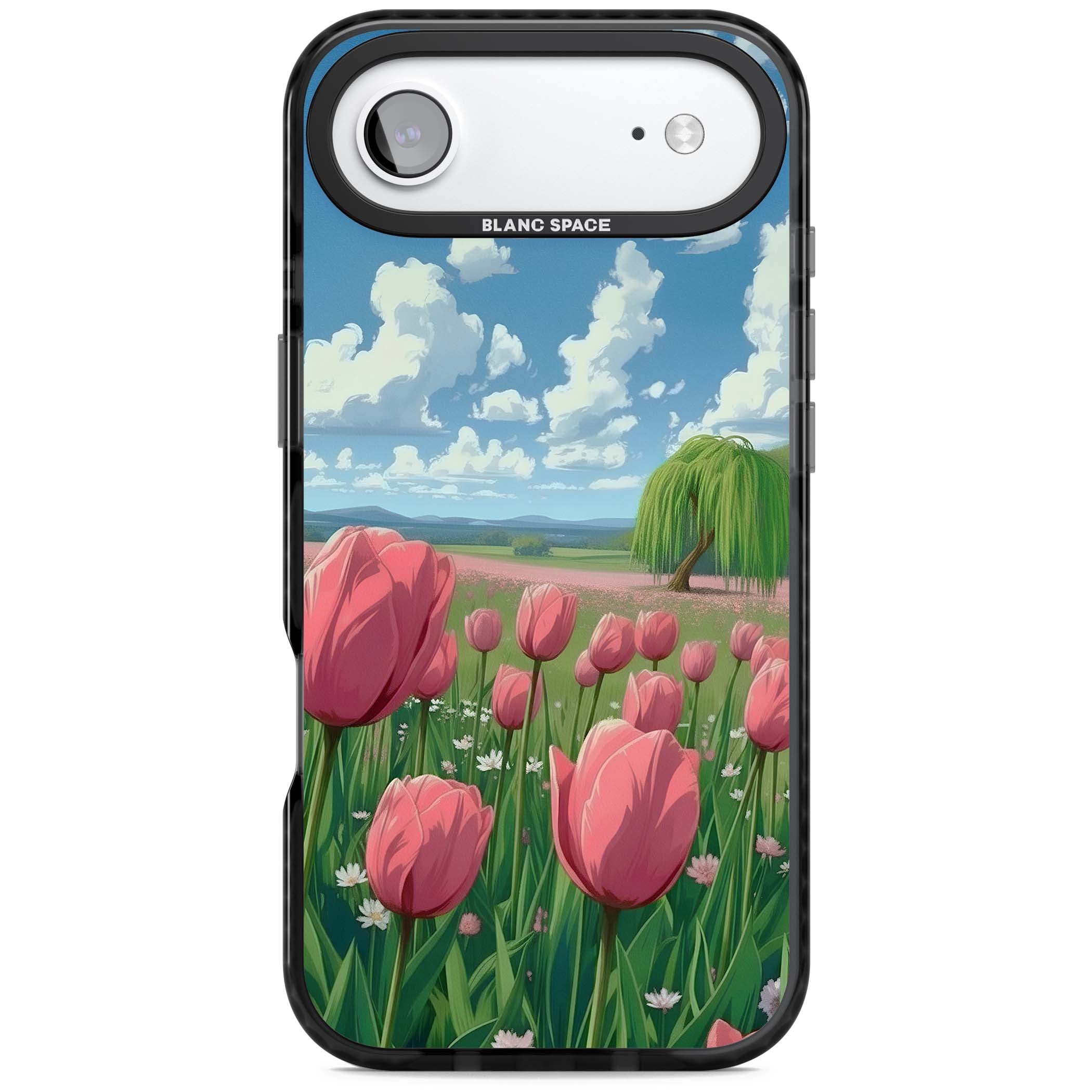 Willow By The Pink Tulips floral iPhone case | Black Impact Magsafe case for iPhone Air