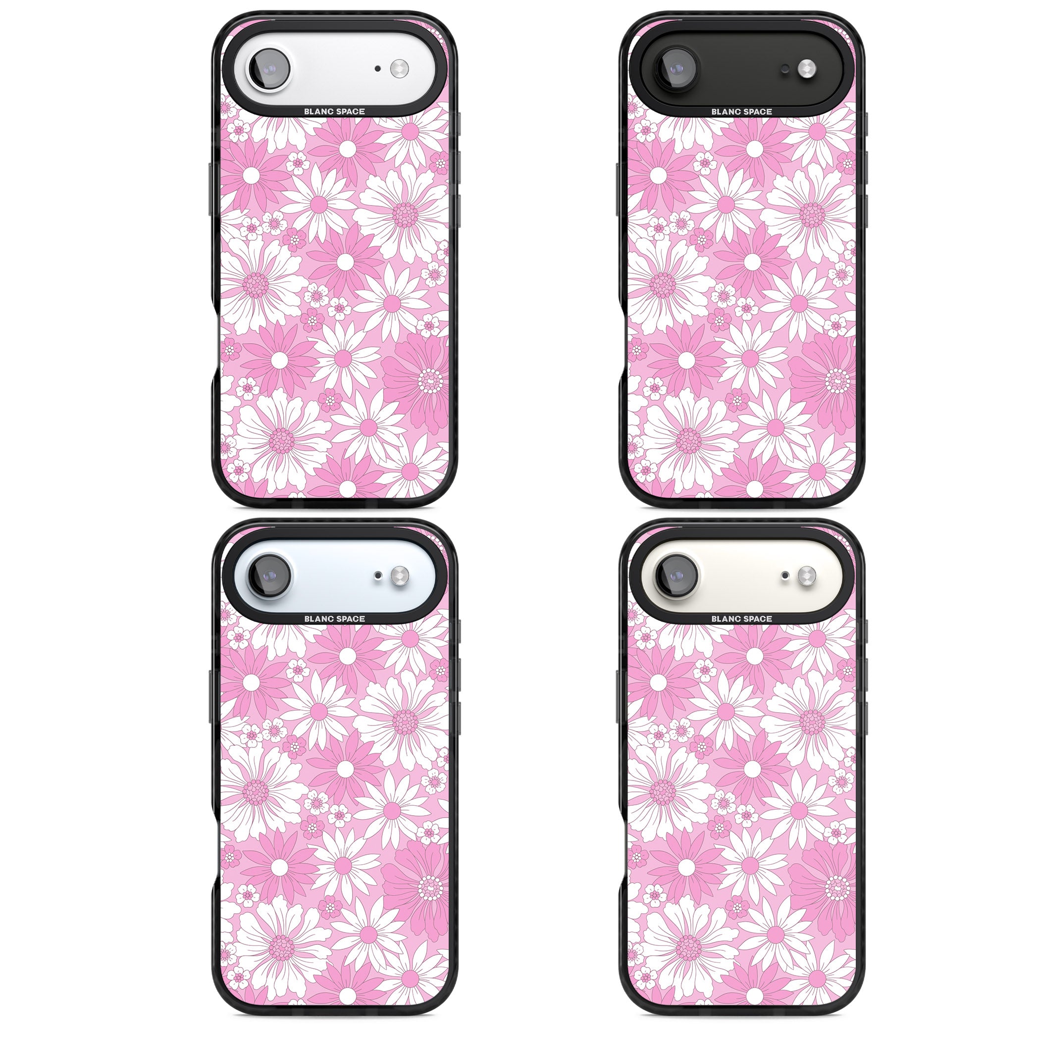 Pink White Flowers iPhone 17 Air Impact Pro Black Phone Case APT Impact Protection