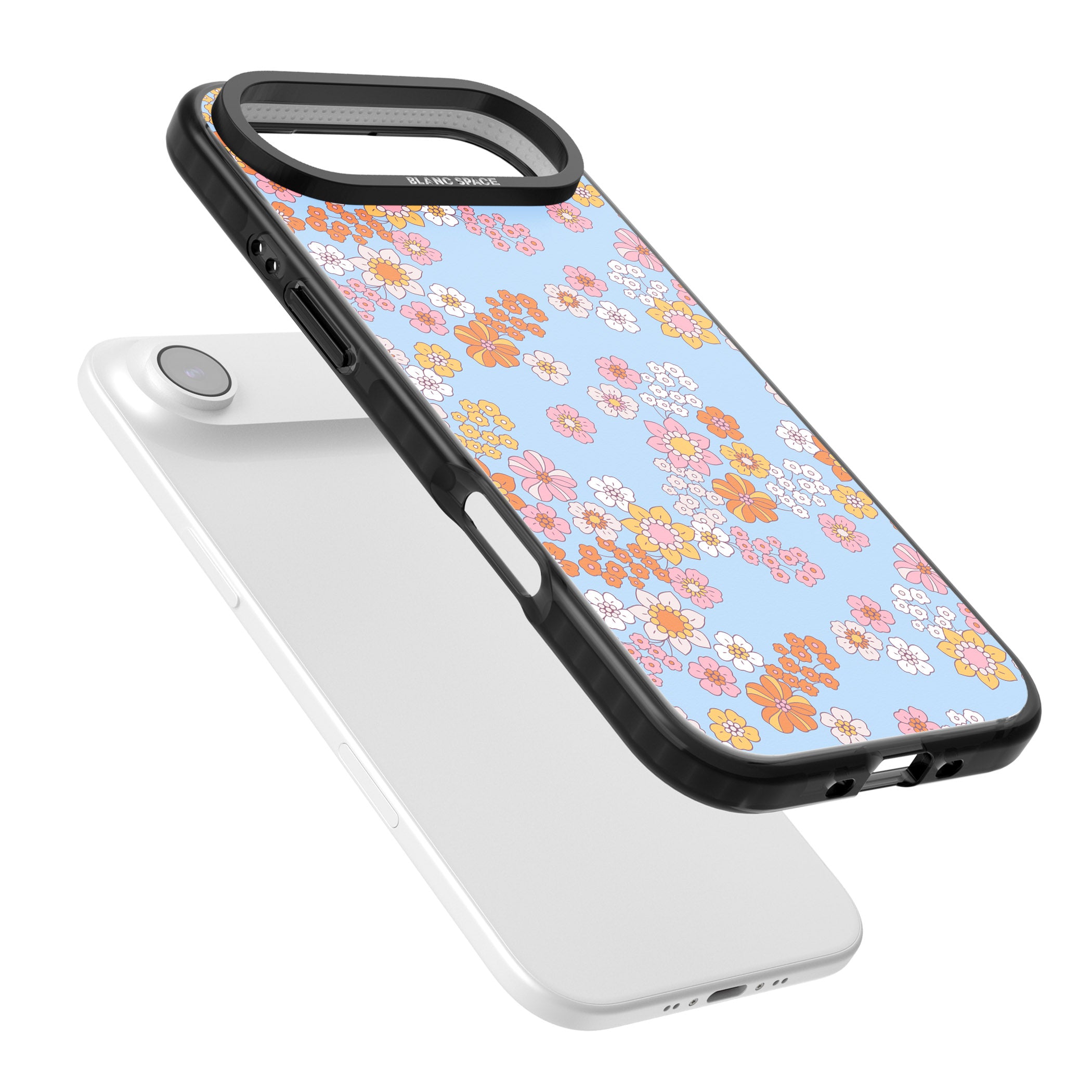 Lake Blue Flower Mix iPhone 17 Air Impact Pro Black Phone Case Colours