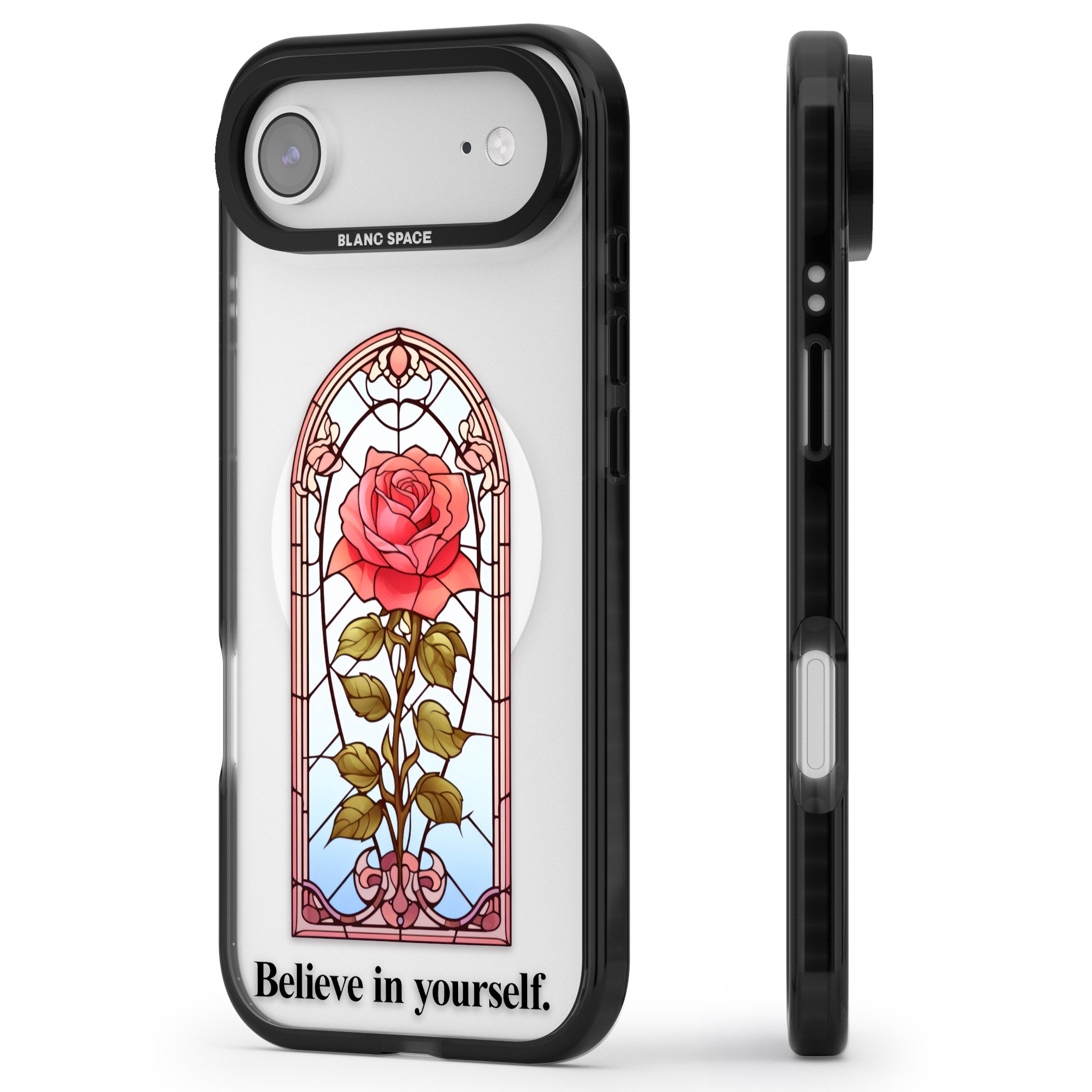 Believe In Yourself iPhone 17 Air Impact Pro Black Phone Case Side Profile