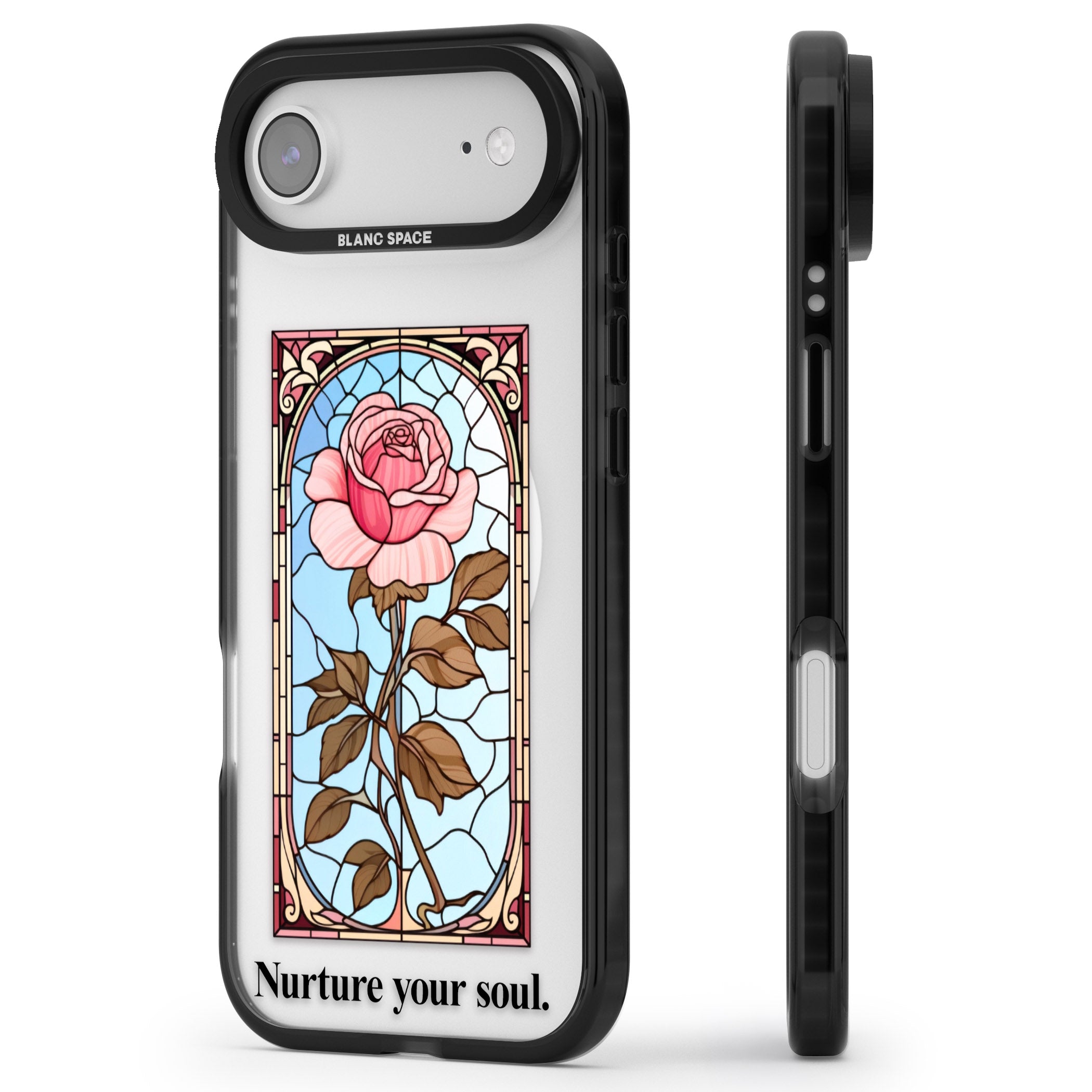 Nurture Your Soul iPhone 17 Air Impact Pro Black Phone Case Side Profile