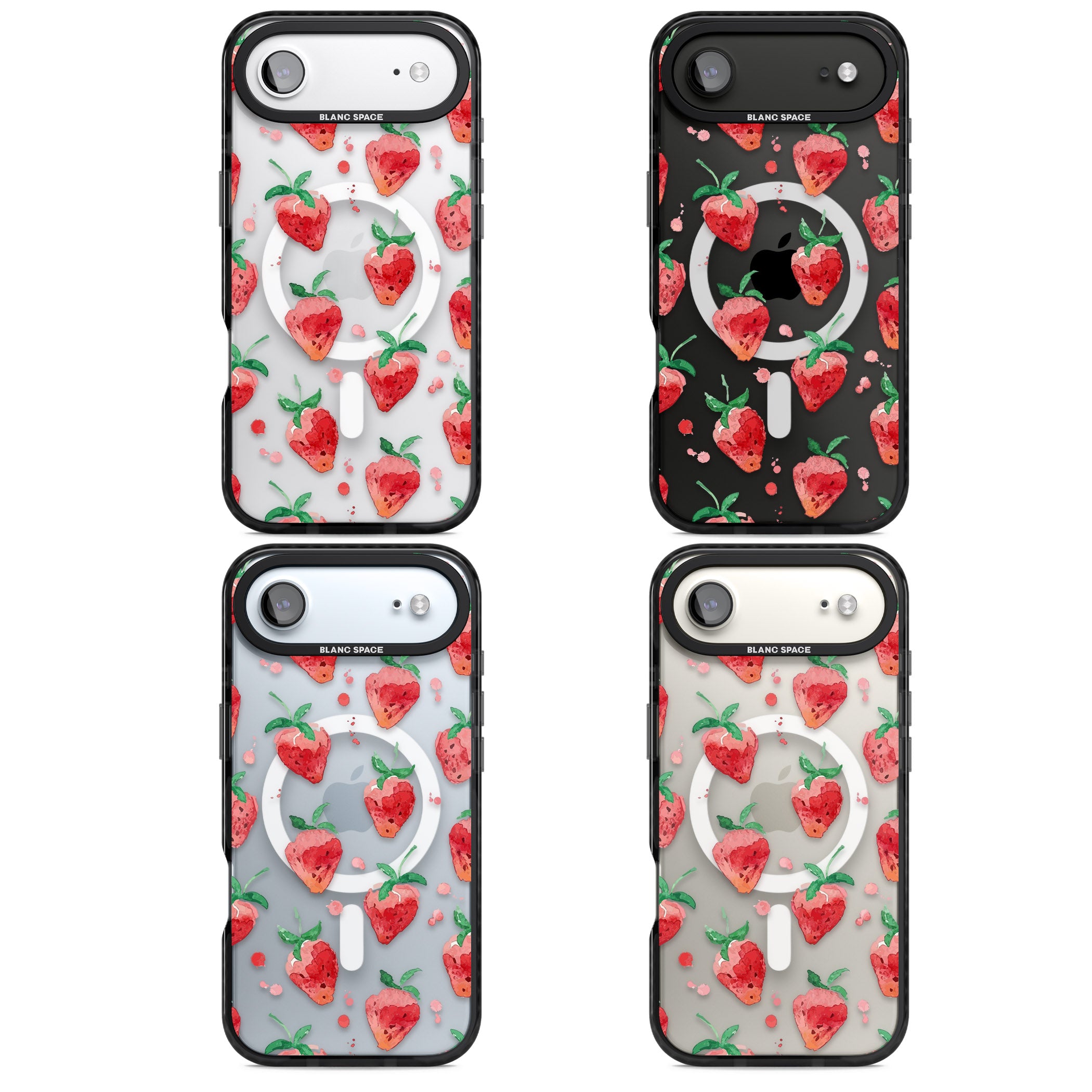 Strawberry Watercolour iPhone 17 Air Impact Pro Black Phone Case APT Impact Protection