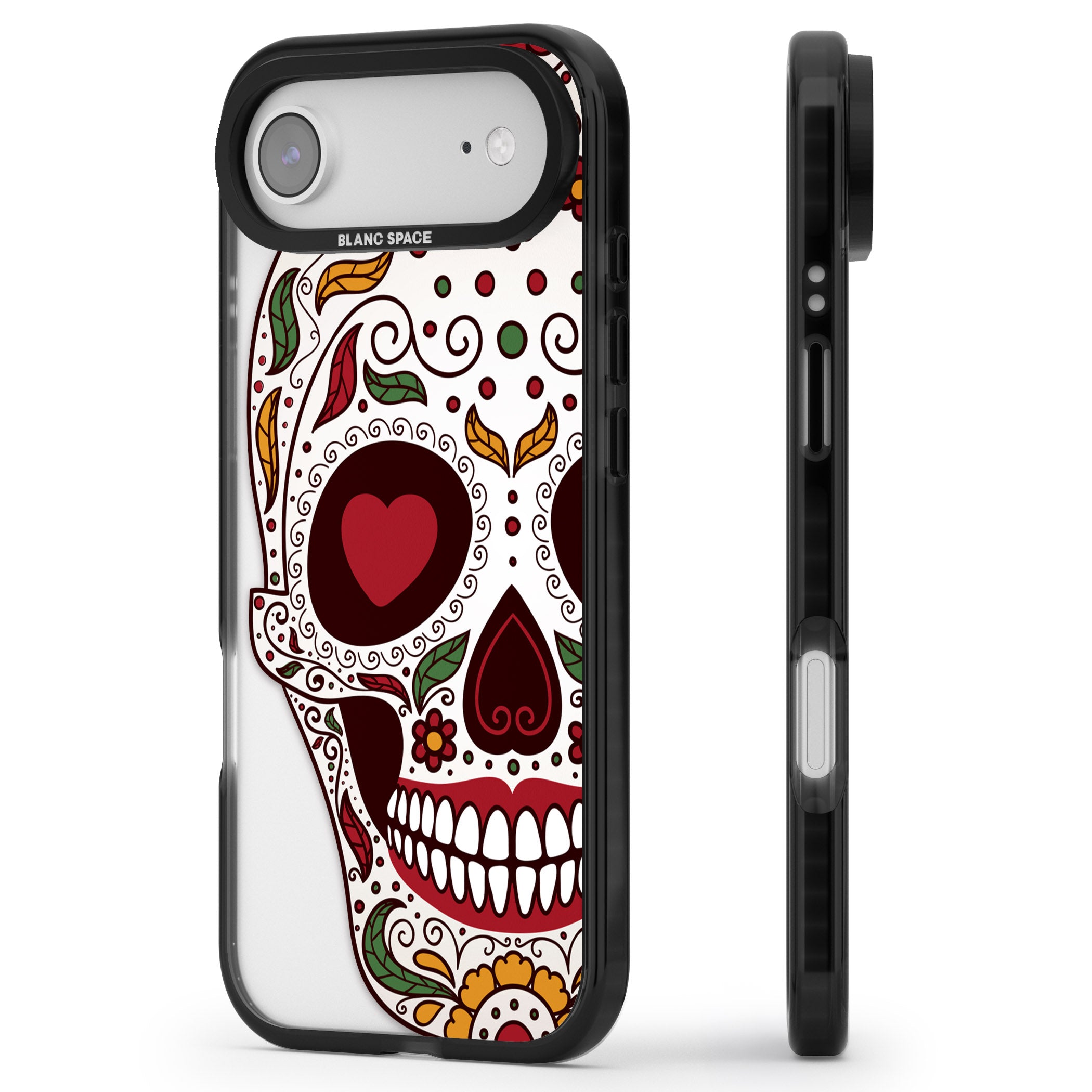 Autumn Sugar Skull iPhone 17 Air Impact Pro Black Phone Case Side Profile