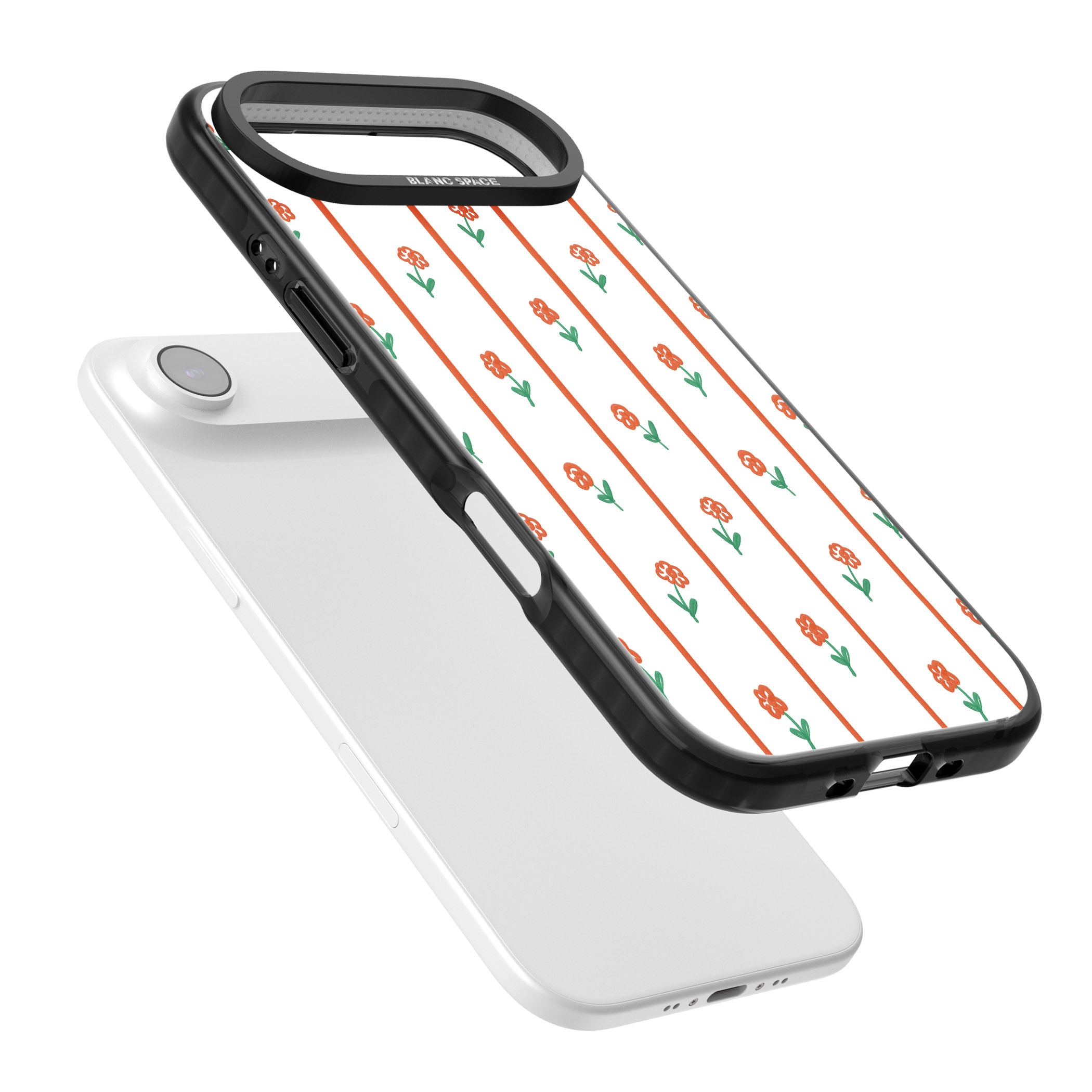 Minimal Floral Stripe iPhone 17 Air Impact Pro Black Phone Case Colours