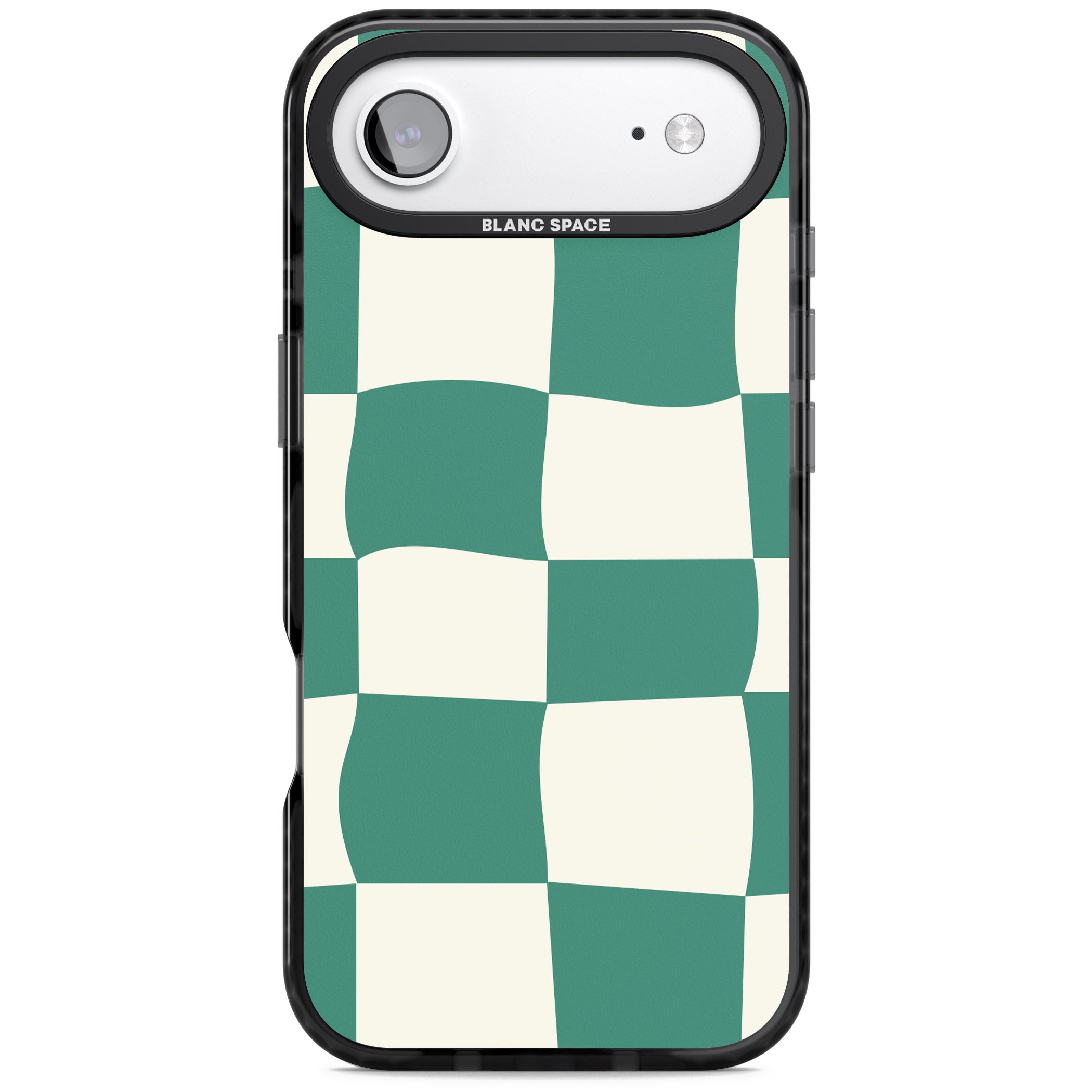 Green & Cream Wavy Check iPhone 17 Air Impact Pro Black Phone Case