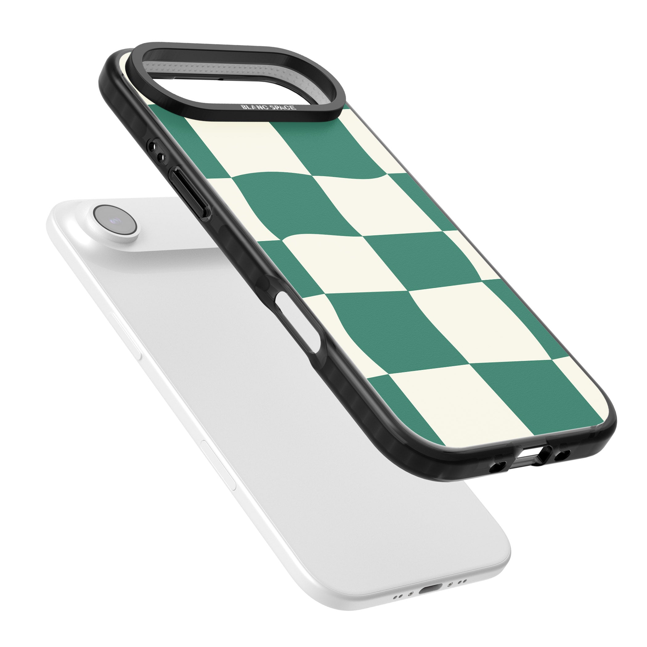 Green & Cream Wavy Check iPhone 17 Air Impact Pro Black Phone Case Colours