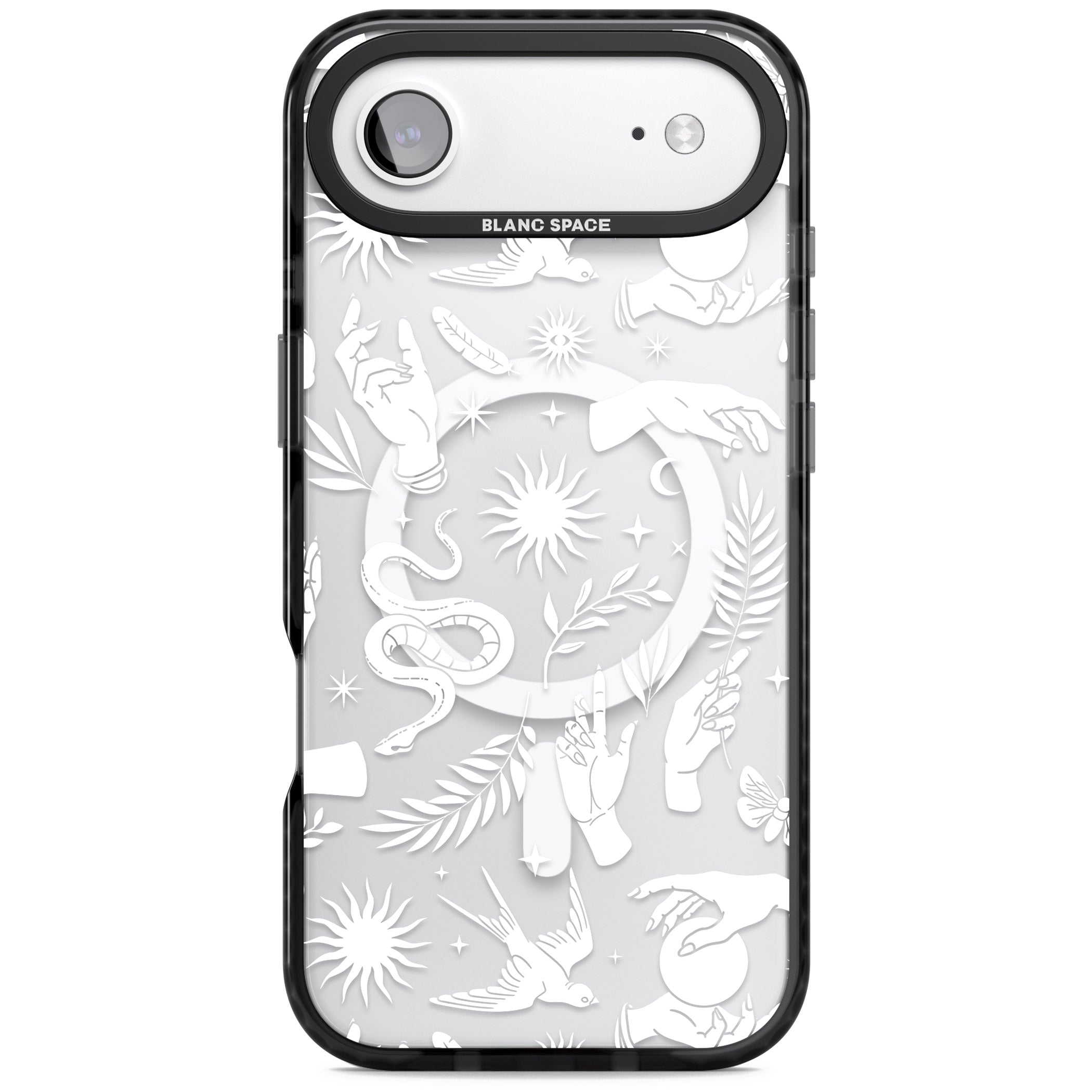 Celestial Pattern (White) iPhone 17 Air Impact Pro Black Phone Case