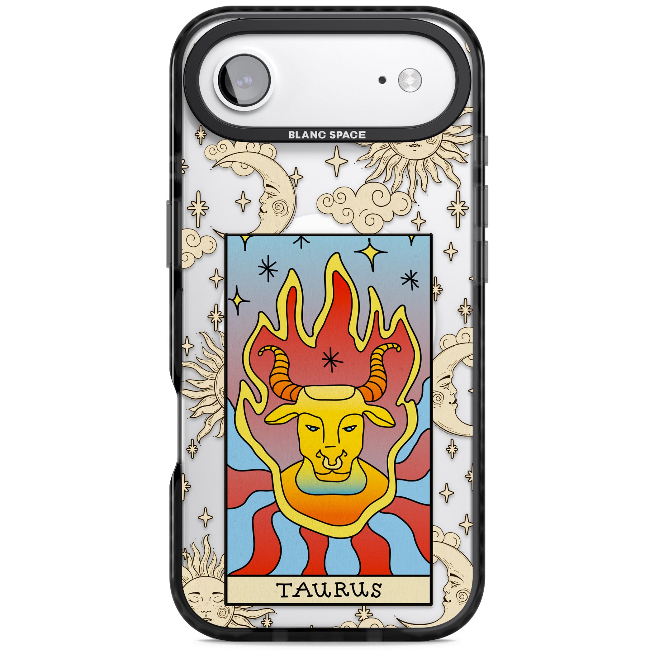 Celestial Zodiac Taurus iPhone 17 Air Impact Pro Black Phone Case