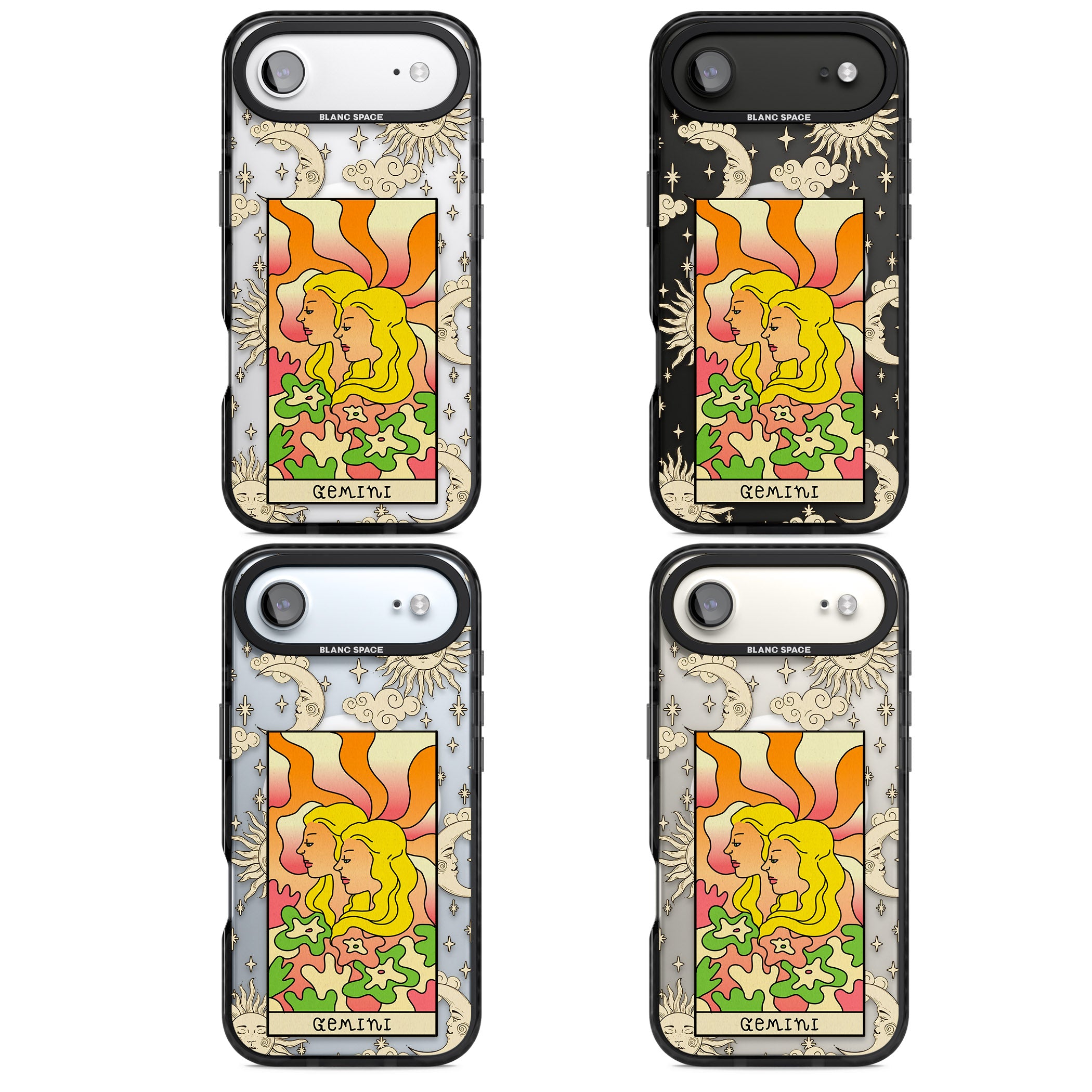 Celestial Zodiac Gemini iPhone 17 Air Impact Pro Black Phone Case APT Impact Protection