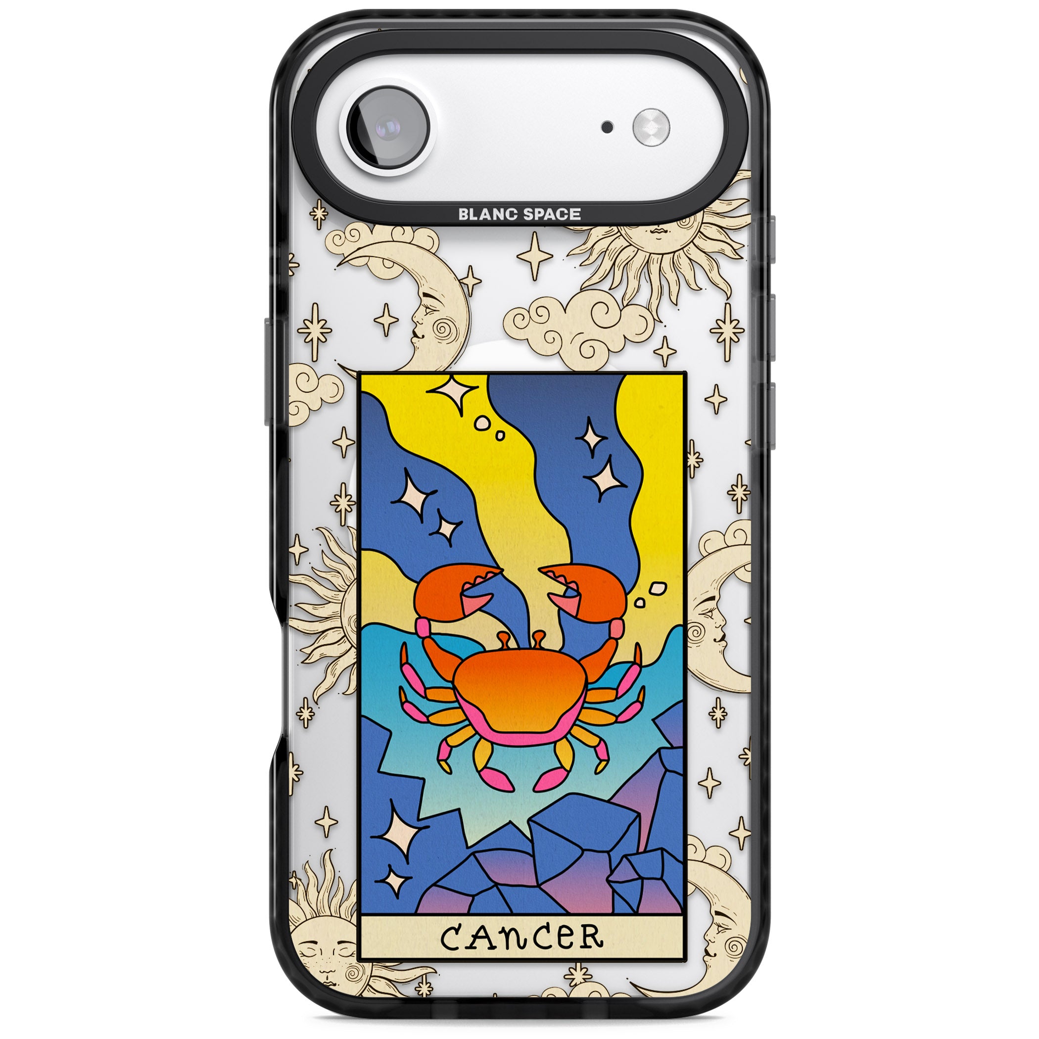 Celestial Zodiac Cancer iPhone 17 Air Impact Pro Black Phone Case