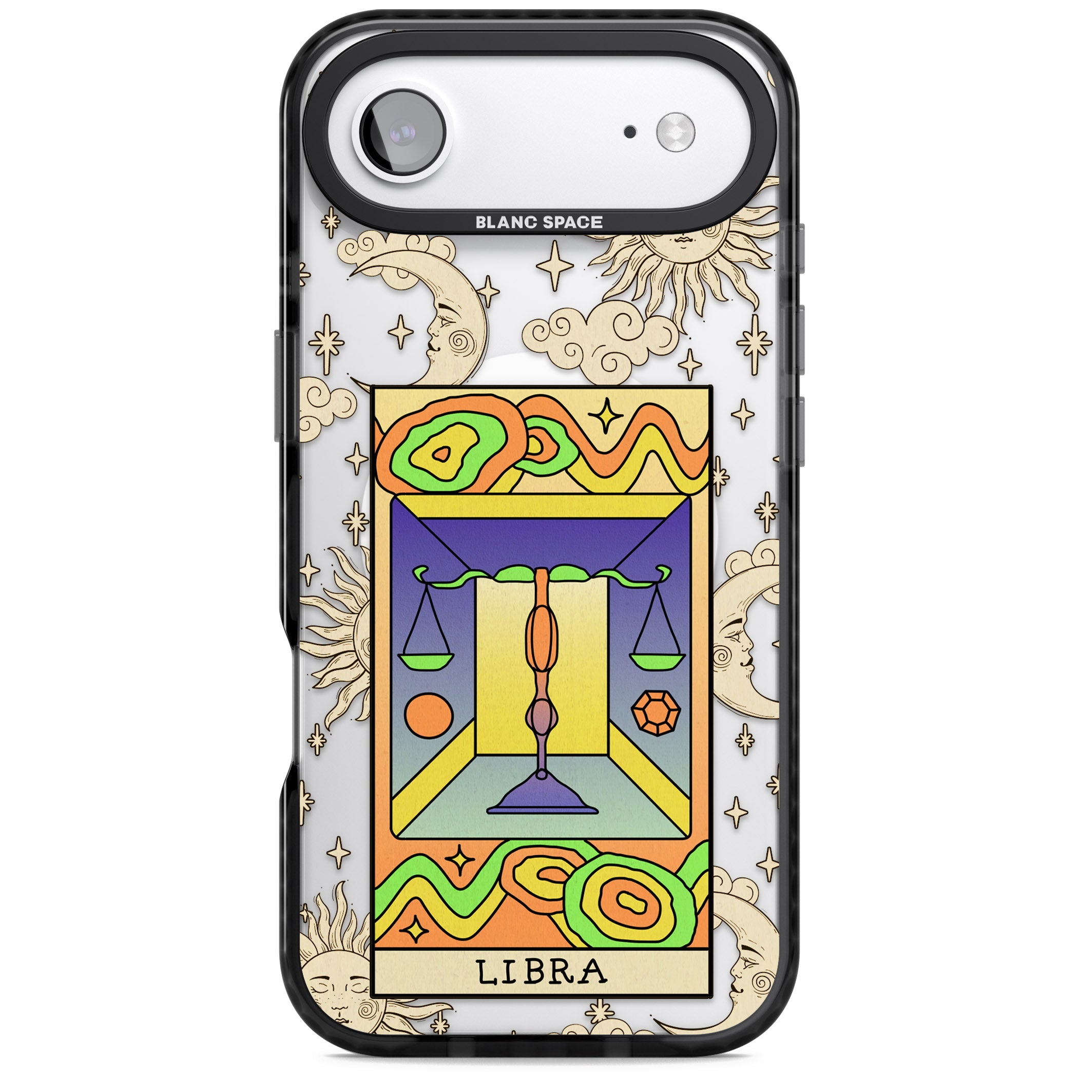 Celestial Zodiac Libra iPhone 17 Air Impact Pro Black Phone Case