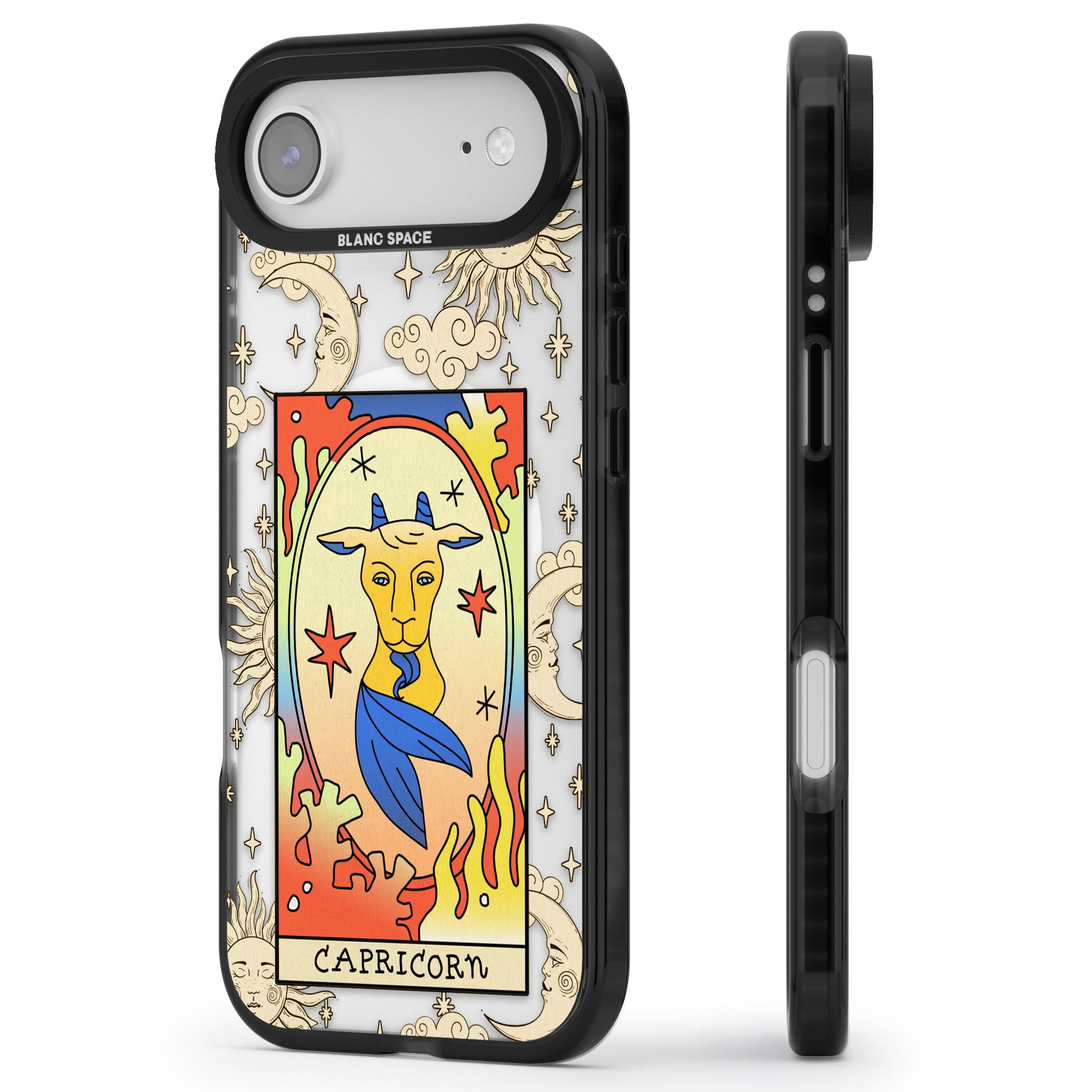 Celestial Zodiac Capricorn iPhone 17 Air Impact Pro Black Phone Case Side Profile