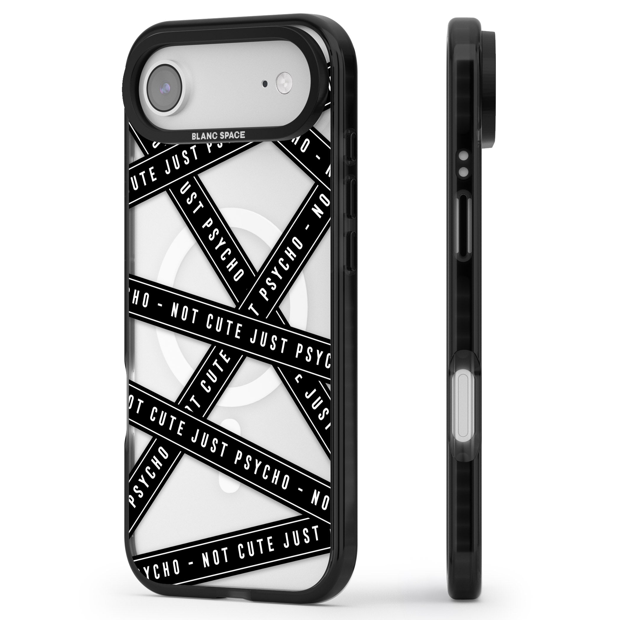Not Cute Just Psycho iPhone 17 Air Impact Pro Black Phone Case Side Profile