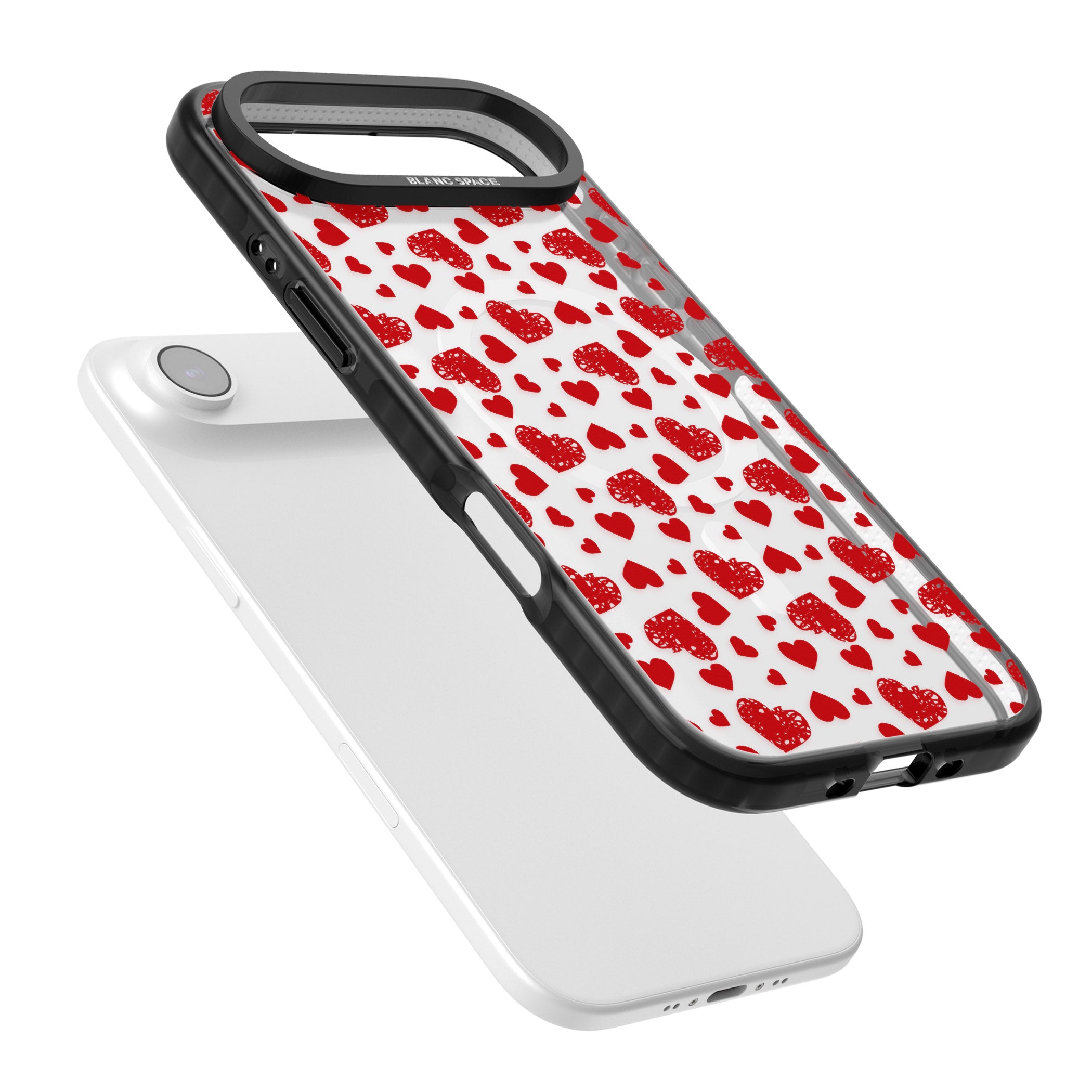 Red Heart Pattern Classic iPhone 17 Air Impact Pro Black Phone Case Colours