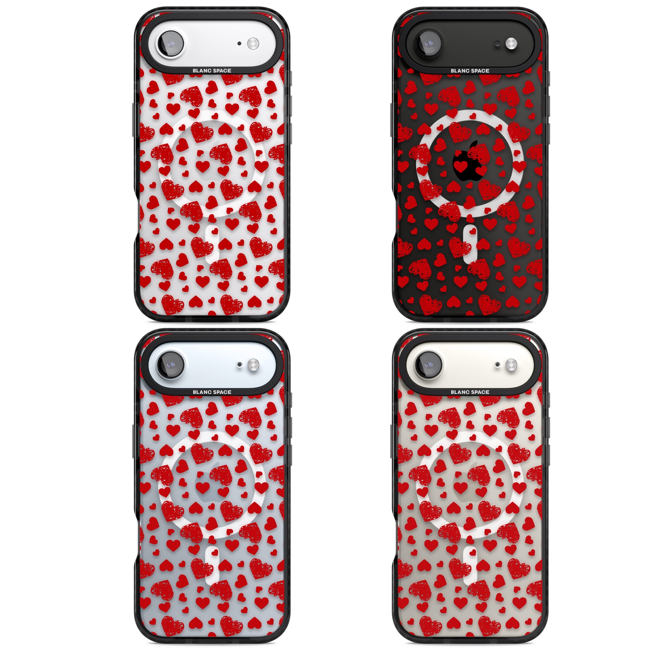 Red Heart Pattern Classic iPhone 17 Air Impact Pro Black Phone Case APT Impact Protection